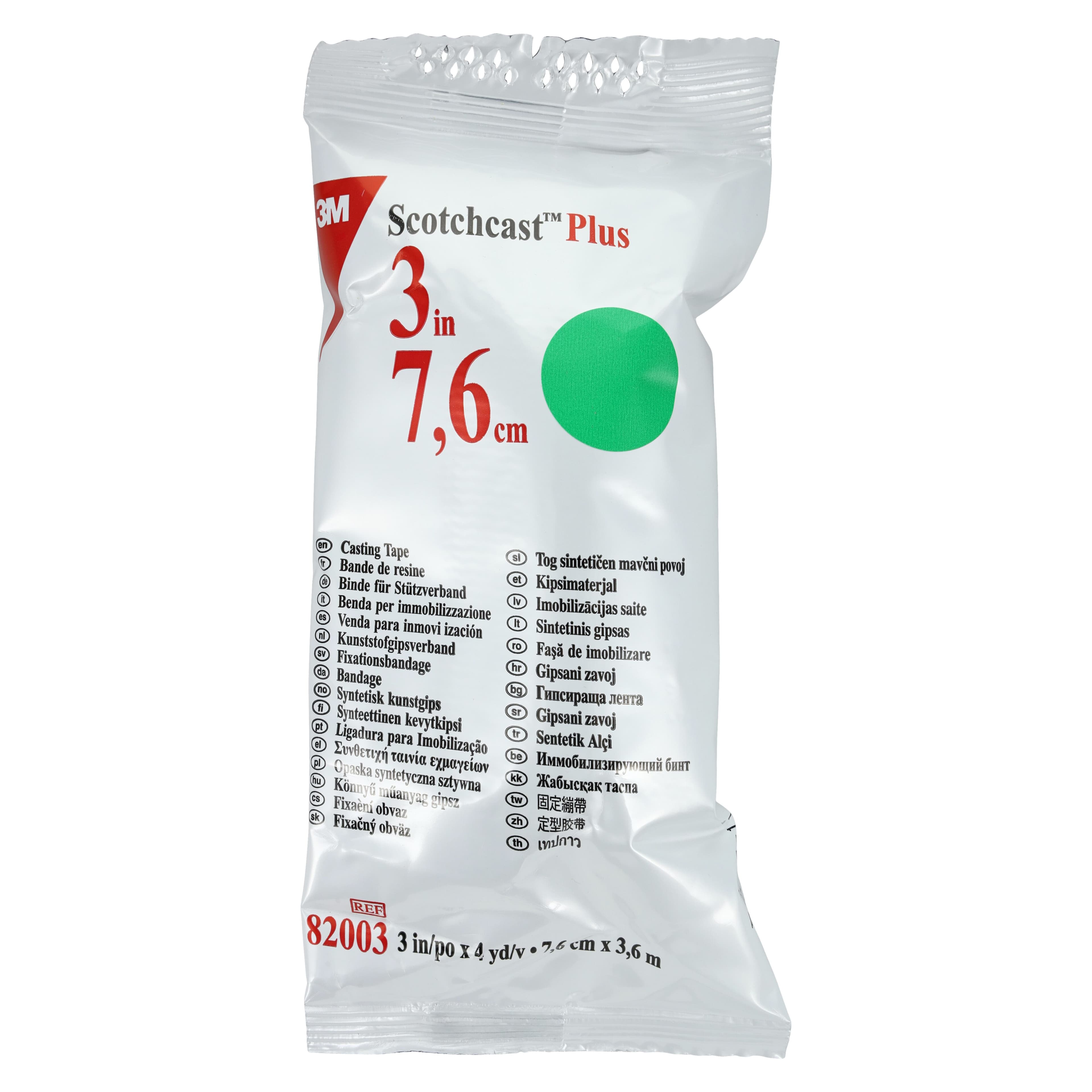 3M Scotchcast Plus Casting Tape, Fiberglass, 3 in x 4 yds, Green, 10/Case, 82003G thumbnail 2
