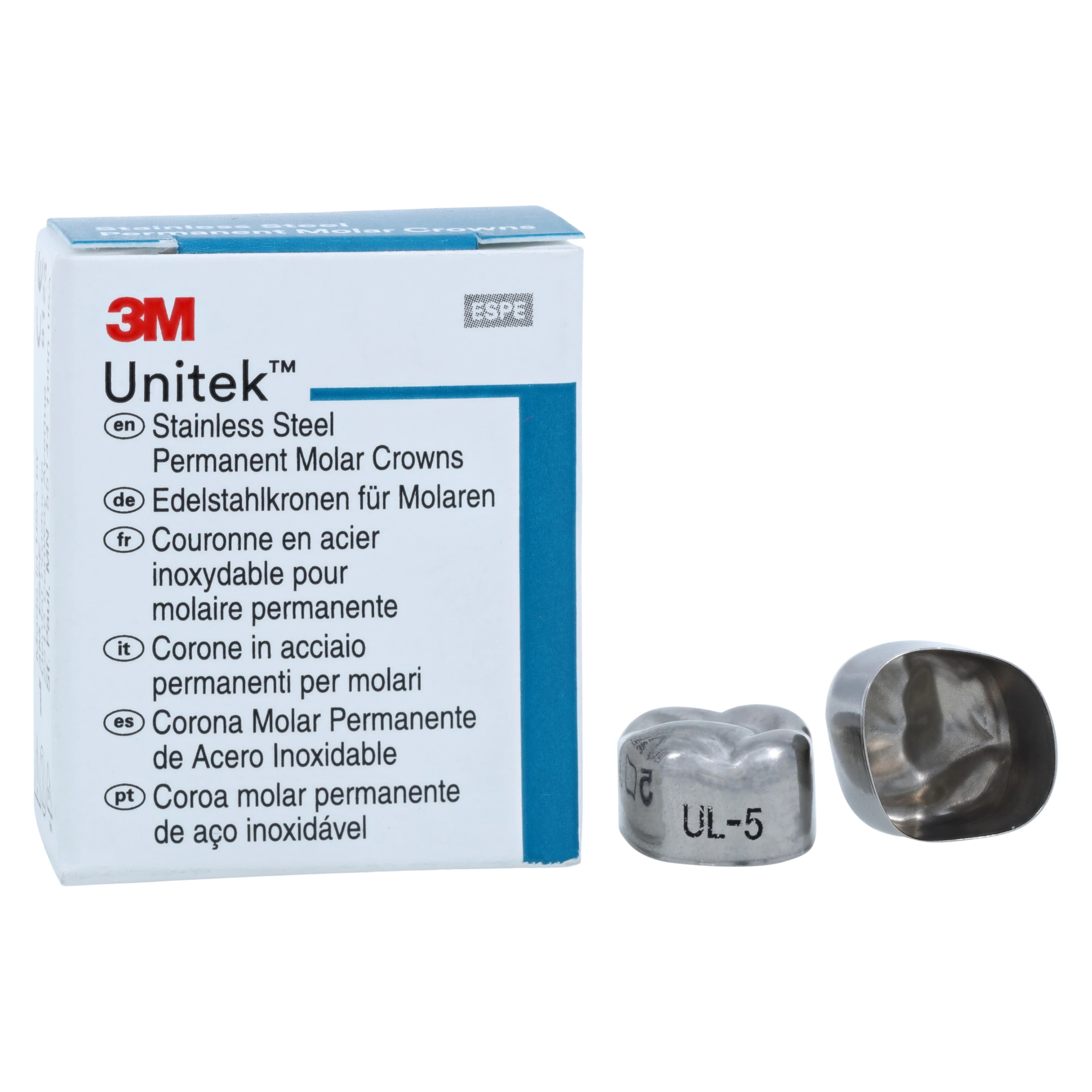 3M Unitek Stainless Steel Permanent Molar Crowns, Upper Left First Permanent Molar, Size 5 (UL5), 5/Box, 900315 thumbnail 2