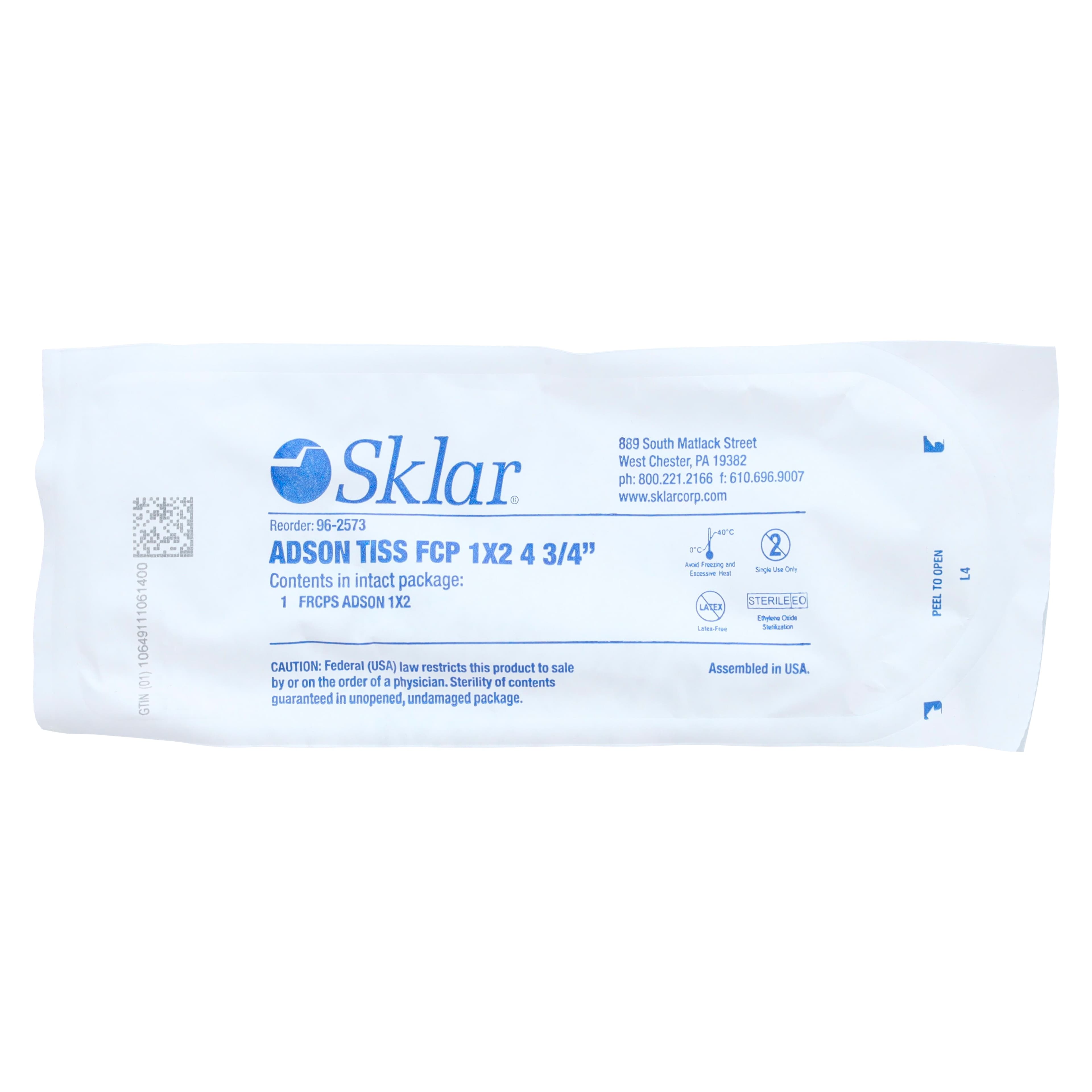 Sklar Econo Adson Tissue Forceps, Straight, 4-3/4" (4.75"), Sterile, Stainless Steel, 25/Case thumbnail 5
