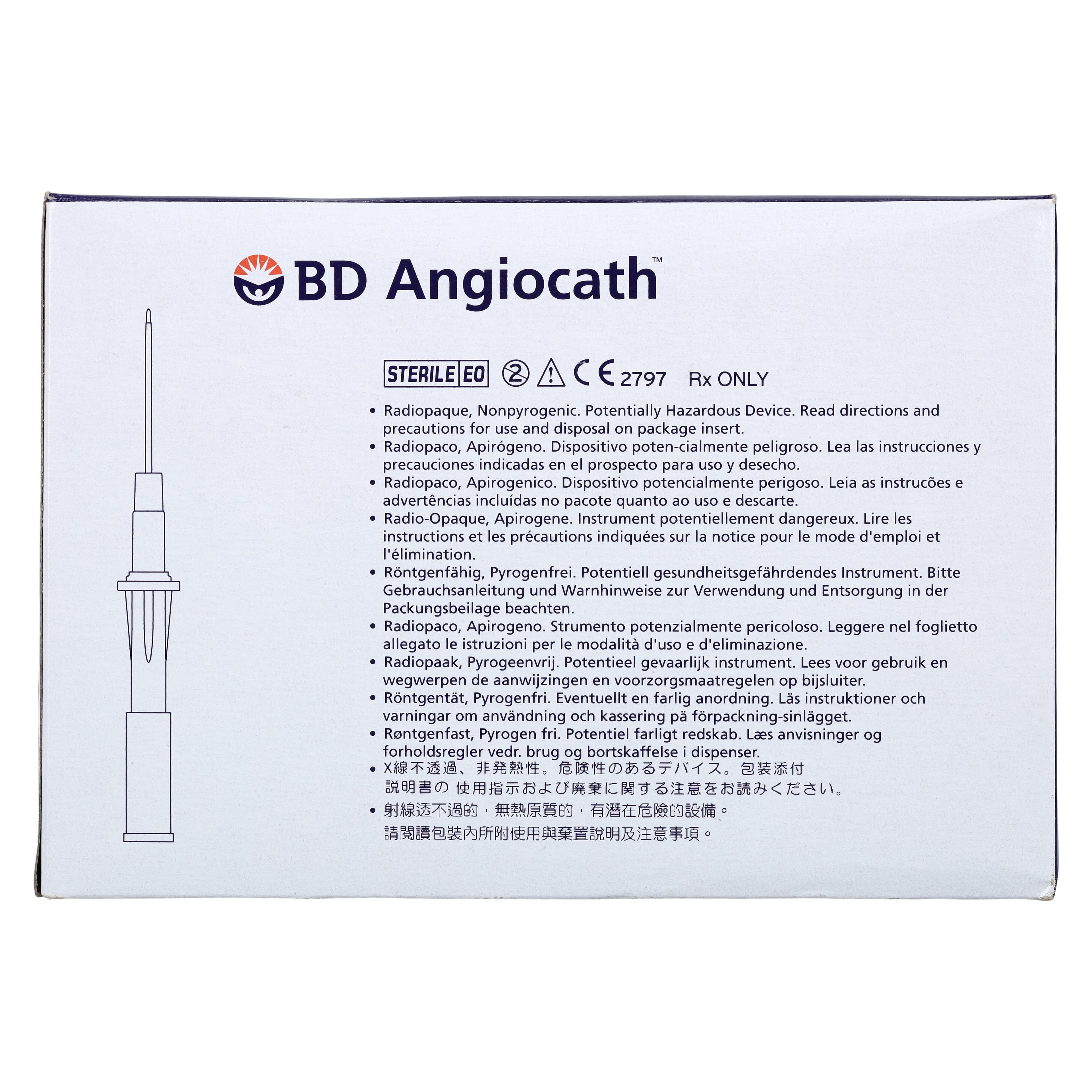 BD Angiocath Peripheral Venous Catheter, 14 Gauge, 1-3/20" Tapered Tip, Orange, Sterile, 50/Box thumbnail 4