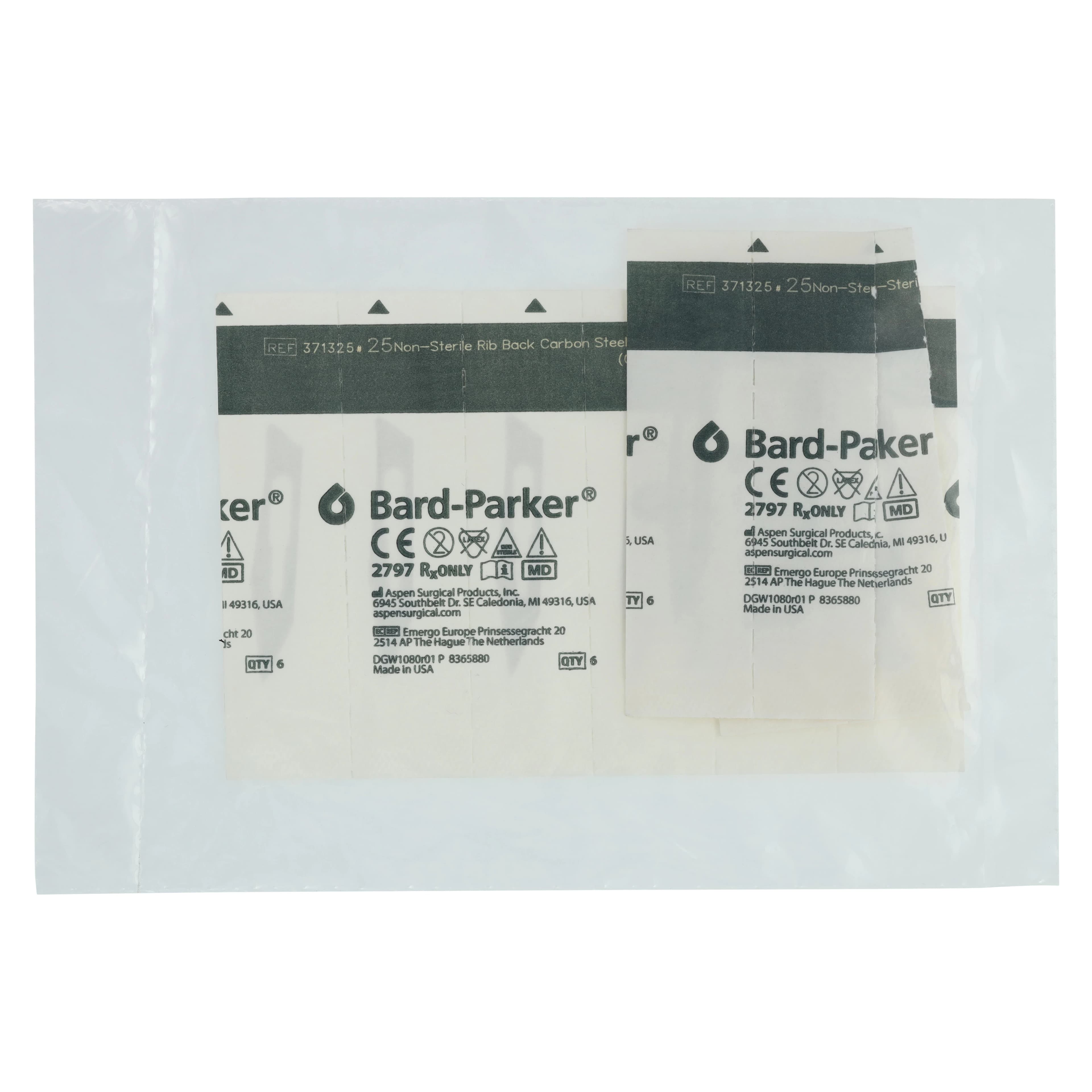 Bard-Parker Carbon Steel Surgical Blade, Size #25, Non-Sterile, Rib-Back, 150/Box, 371325 thumbnail 2