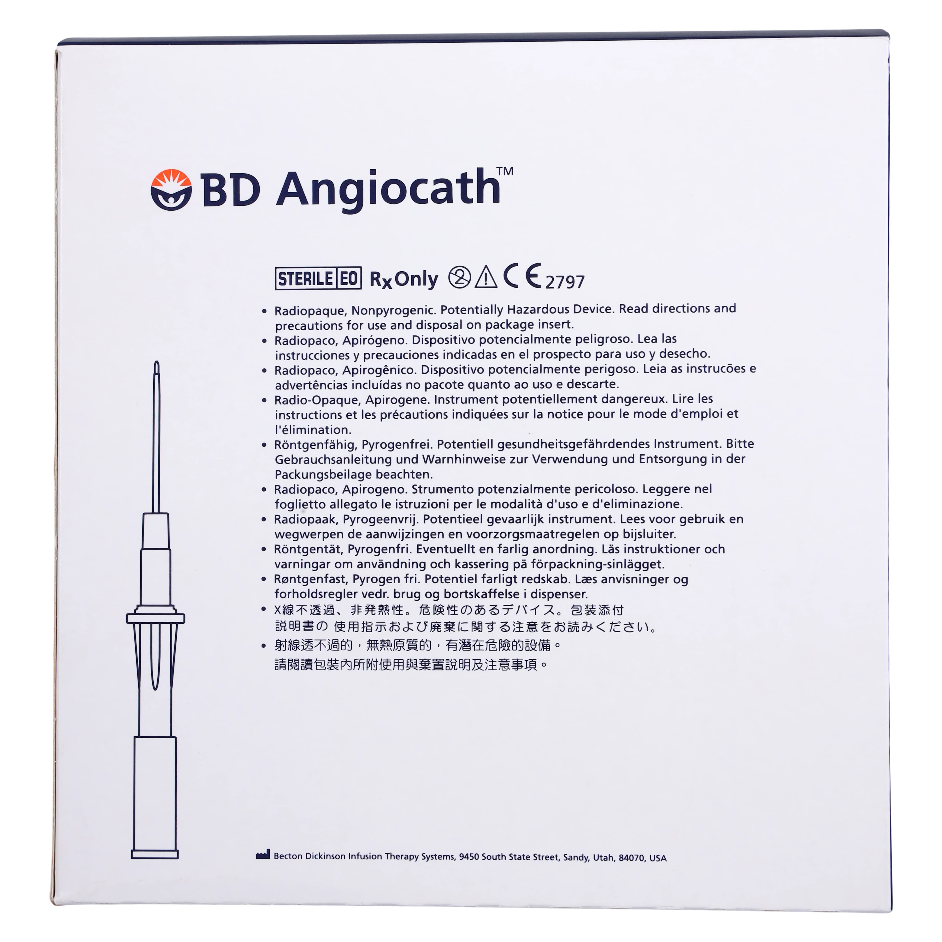 Angiocath Peripheral Venous Catheter, 24 Gauge, 3/4" Tapered Tip, Yellow, Sterile, Latex-Free, 50/Box thumbnail 5