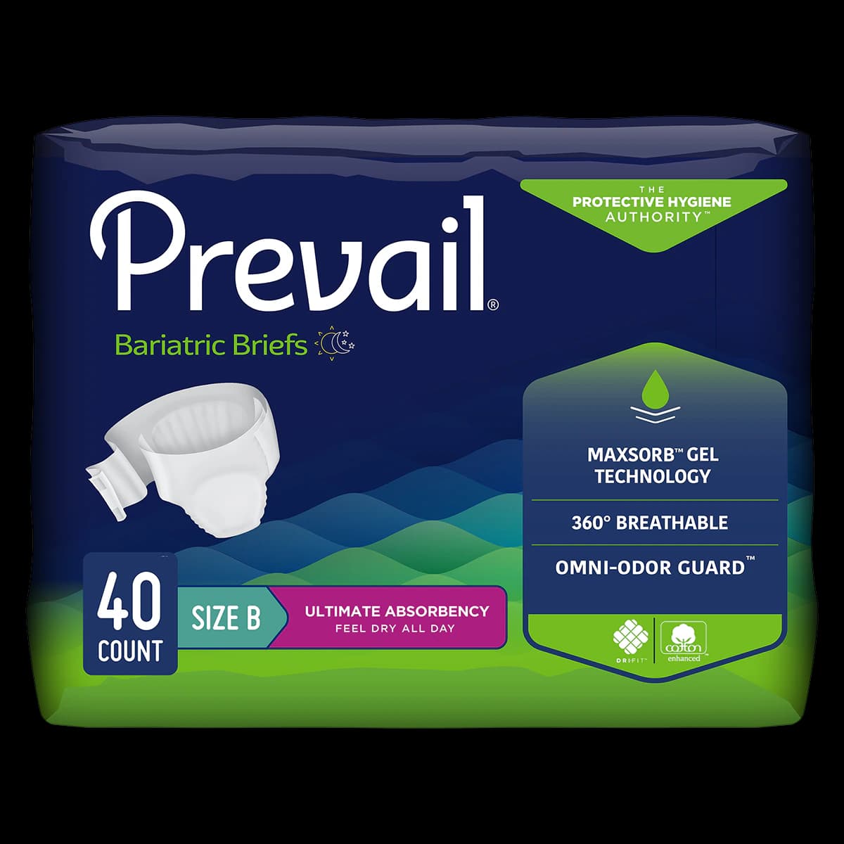 Prevail Incontinence Brief, Unisex Adult, Bariatric XXXL, 74-100" Waist, Heavy Absorbency, White, 40/Case - Brief Bariatric XXXL - Image 1