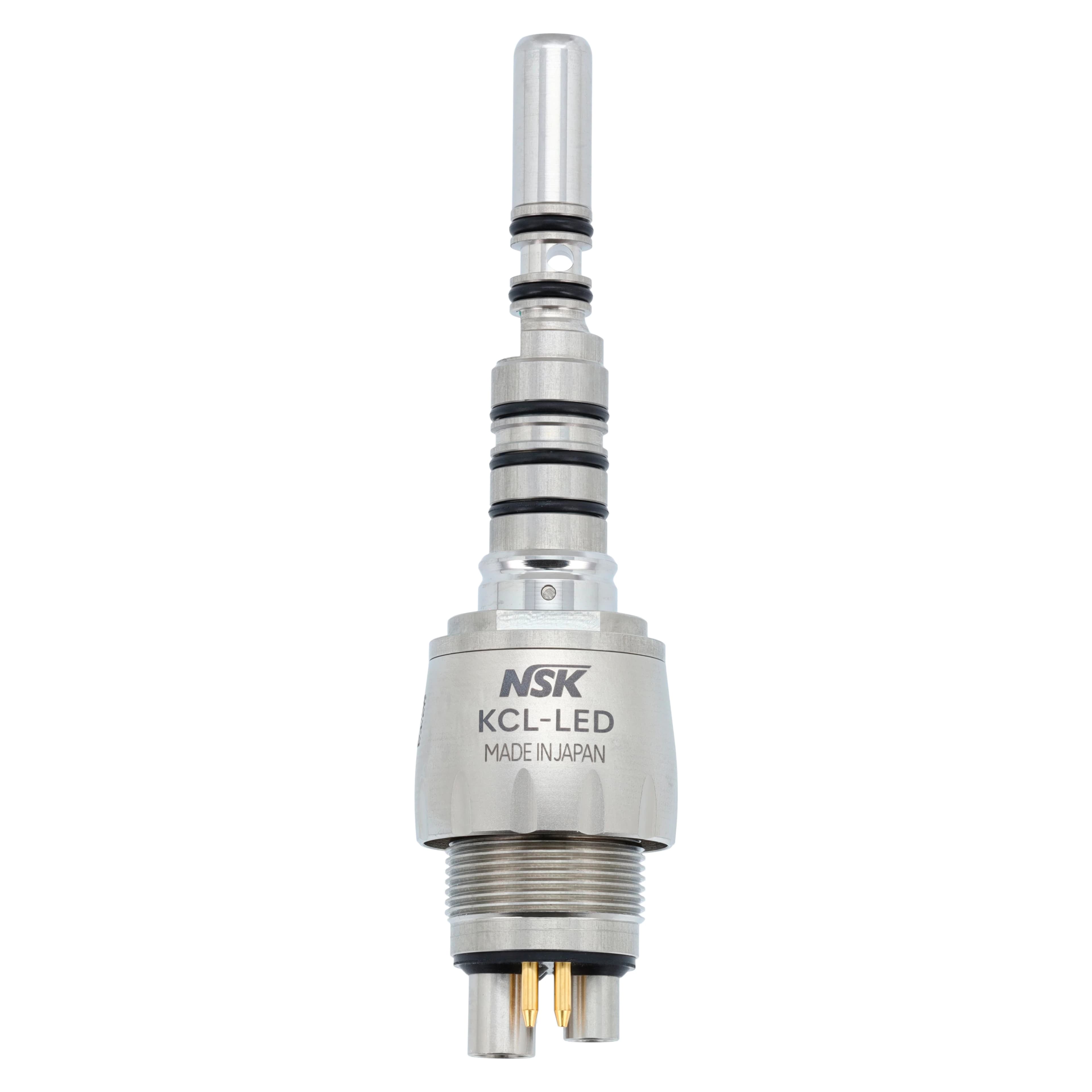 NSK Ti-Max X Series KCL-LED Handpiece Coupler, 6-Pin LED Optic, KaVo MULTIflex LUX Back End, Stainless Steel with Titanium Coating, 1 Each - Ti-Max X Series Handpiece Couplings - KCL-LED, 6 Pin, LED Optic, KaVo Back End - Image 1
