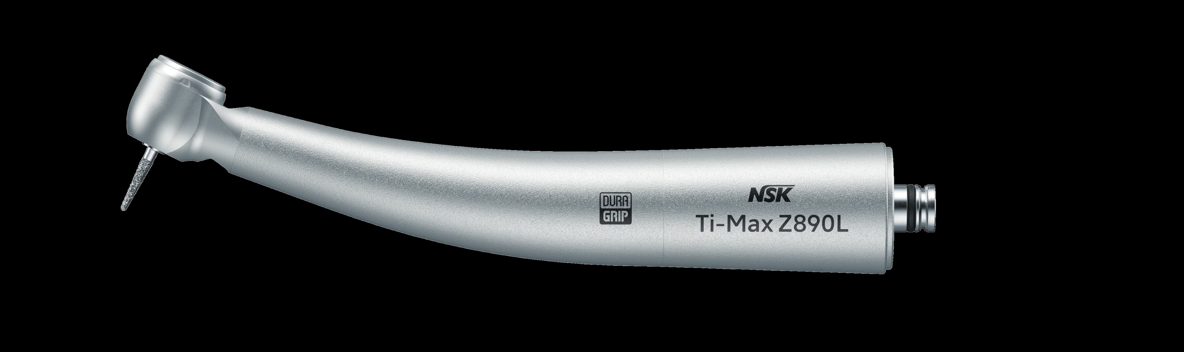 NSK Ti-Max Z890L High-Speed Air-Driven Contra Angle Handpiece, Miniature Head, Push-Button Chuck, Optic, Quadruple Spray, NSK Backend, PA23720001 - Ti-Max Z890 Air Turbine - Image 1