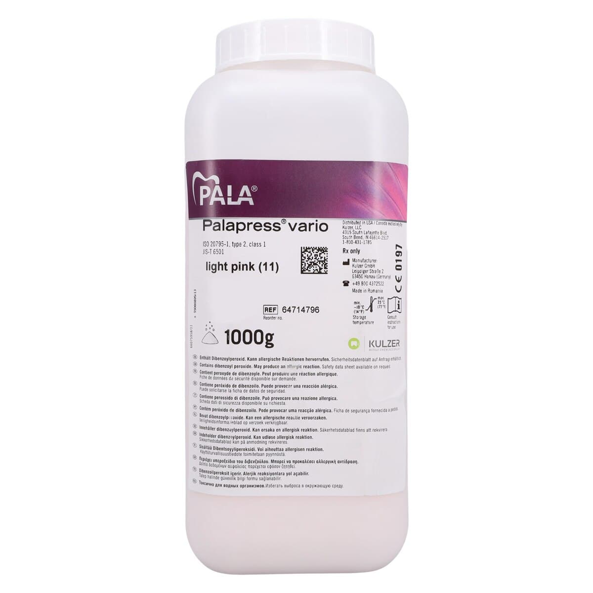 Kulzer Palapress Vario Self-Cure Denture Base Acrylic Powder, Light Pink (#11), 1 kg thumbnail 3