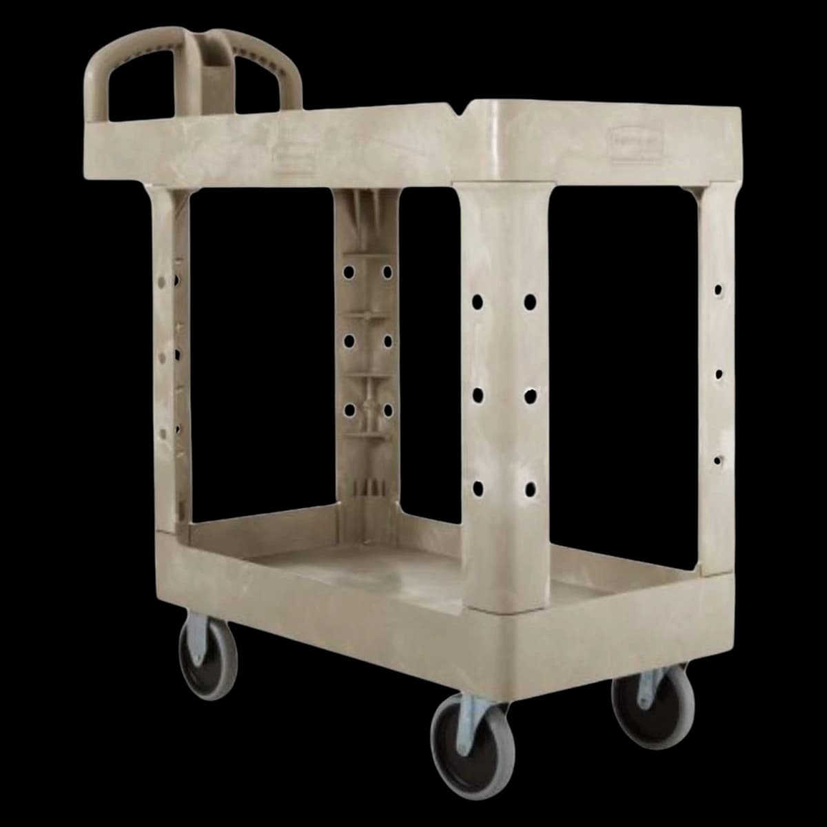 Rubbermaid 2-Shelf Plastic/Poly Mobile Utility Cart with Swivel Wheels, Beige, 16x30x32" - Rubbermaid 2-Shelf Plastic/Poly Mobile Utility Cart with Swivel Wheels Beige - Image 1