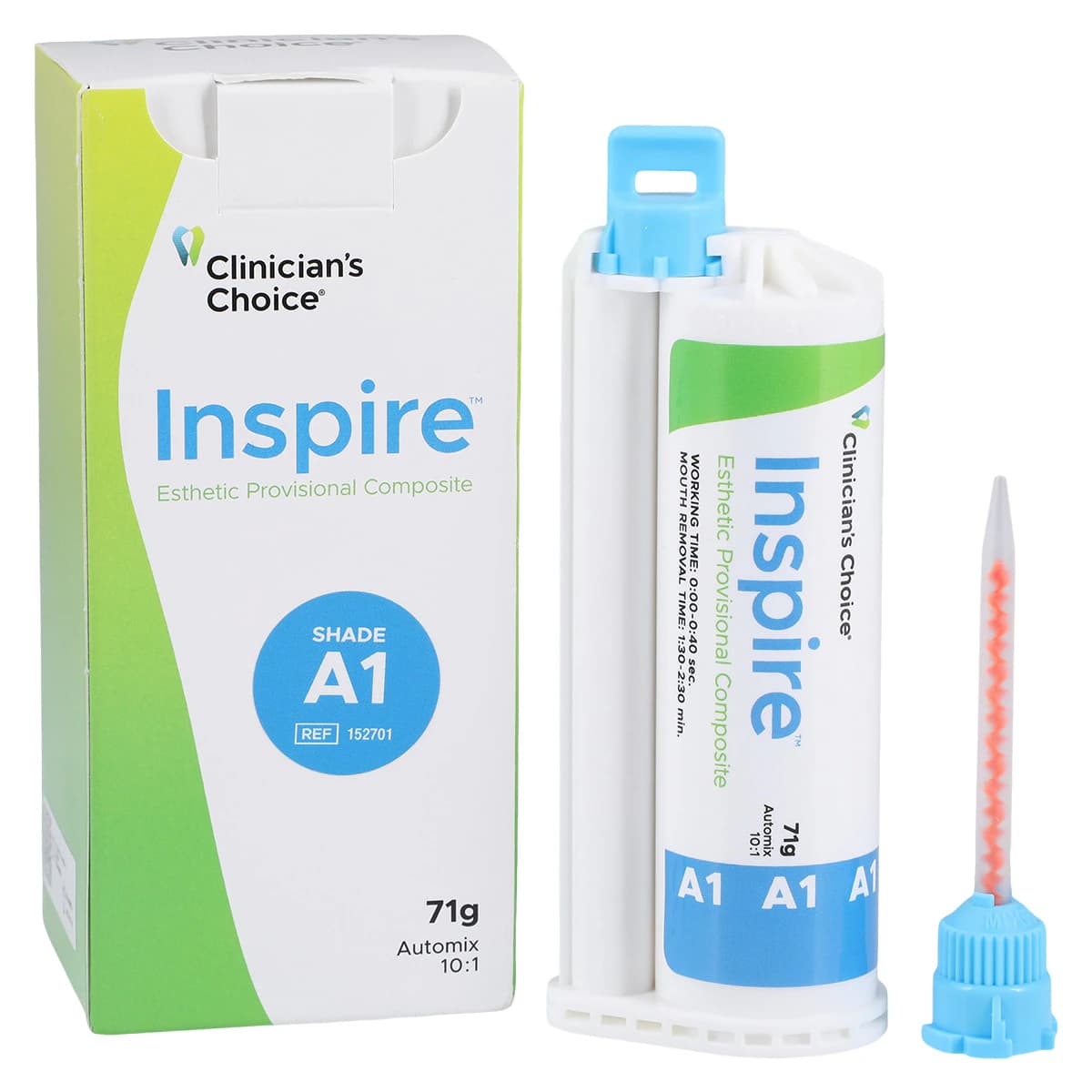 Clinician's Choice Inspire Esthetic Provisional Composite, Shade A1, 10:1 Ratio, 71g Complete Package thumbnail 2