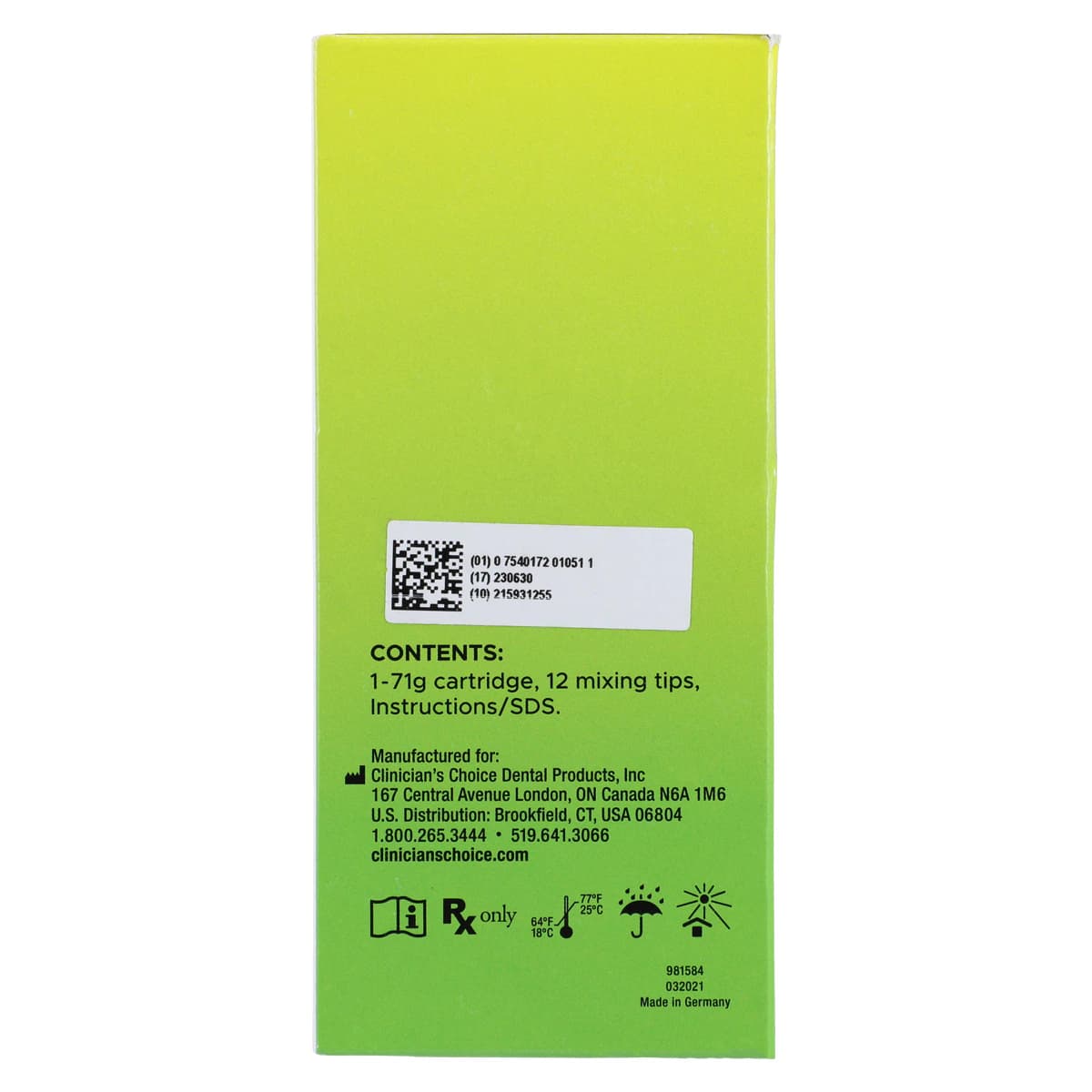 Inspire Esthetic Provisional Composite 10:1 Temporary Material, Shade A2, 71g Cartridge & 12 Mixing Tips, 152702 thumbnail 6