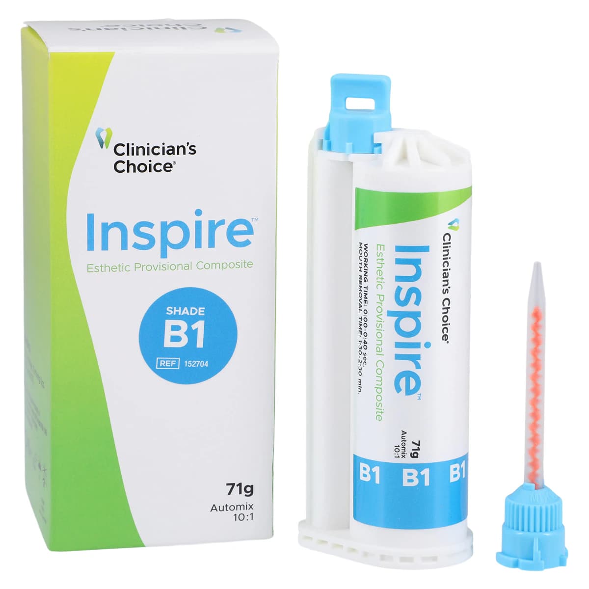 Clinician's Choice Inspire Esthetic Provisional Composite, Shade B1, 10:1 Ratio, 71g Complete Package thumbnail 2