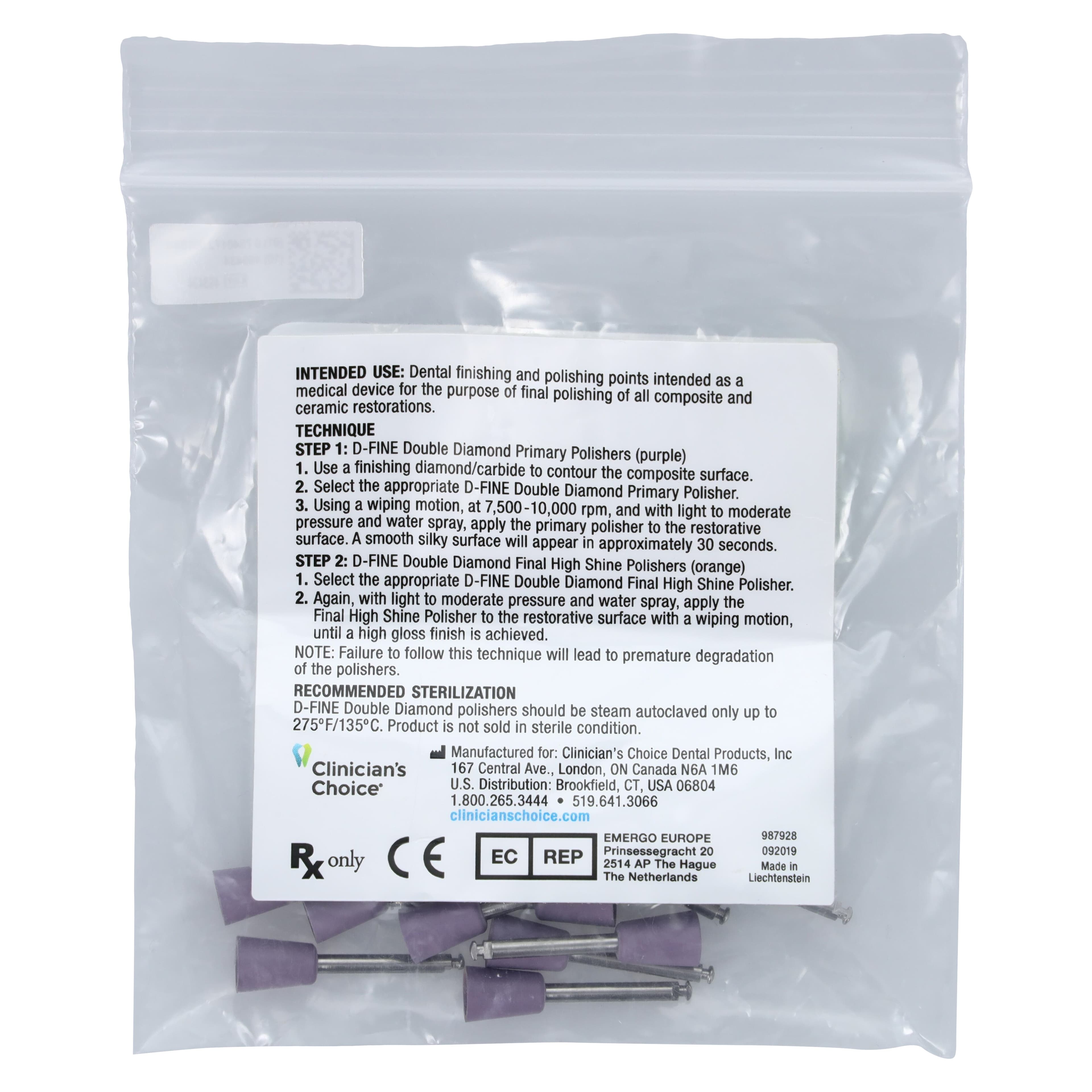 Clinician's Choice D-Fine Double Diamond Purple Cup Polisher, Refill 12/Pk, Item #131505 thumbnail 4