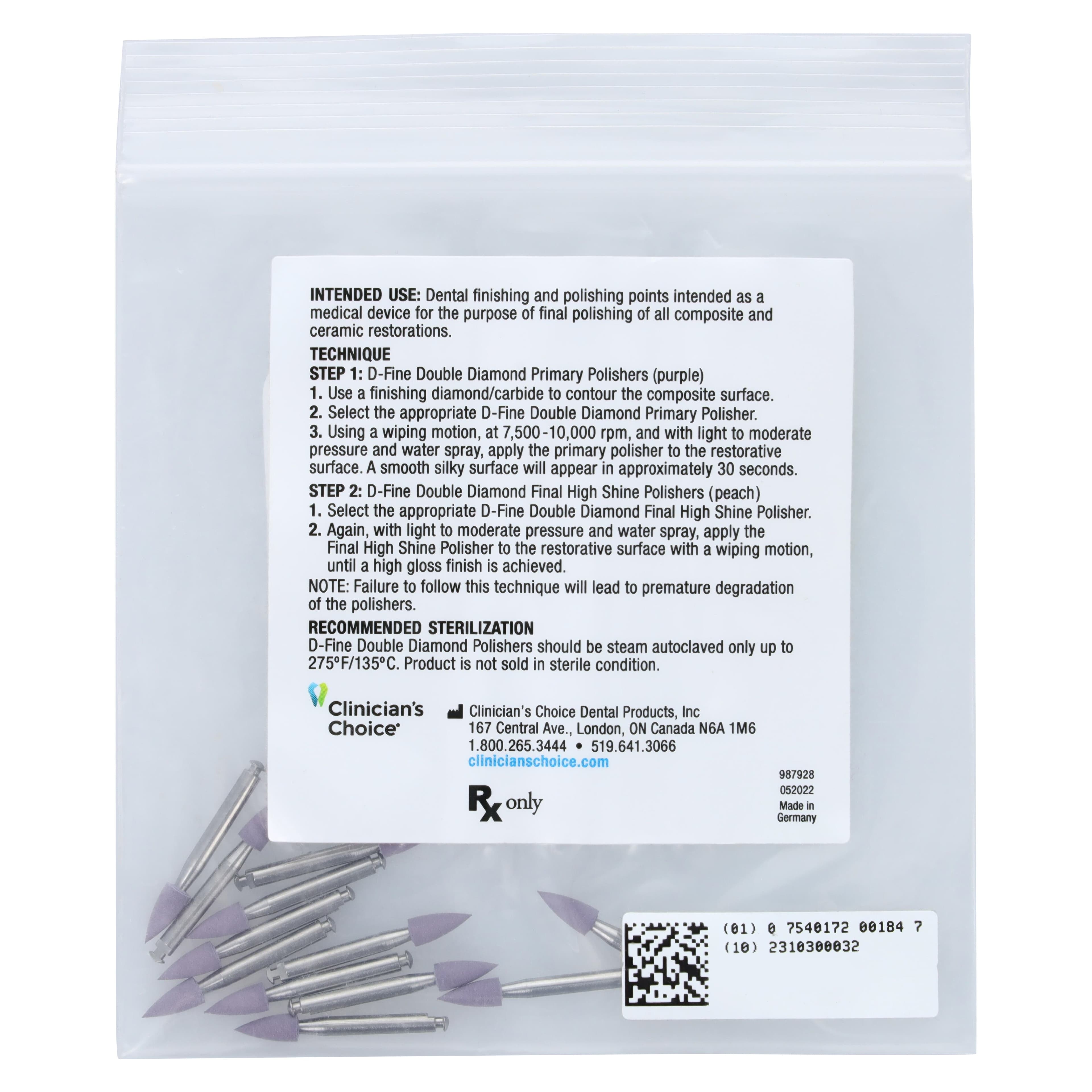 D-Fine Double Diamond Primary Polisher, Right Angle, Fine Point 06, Purple, Refill, 12/Pk thumbnail 4