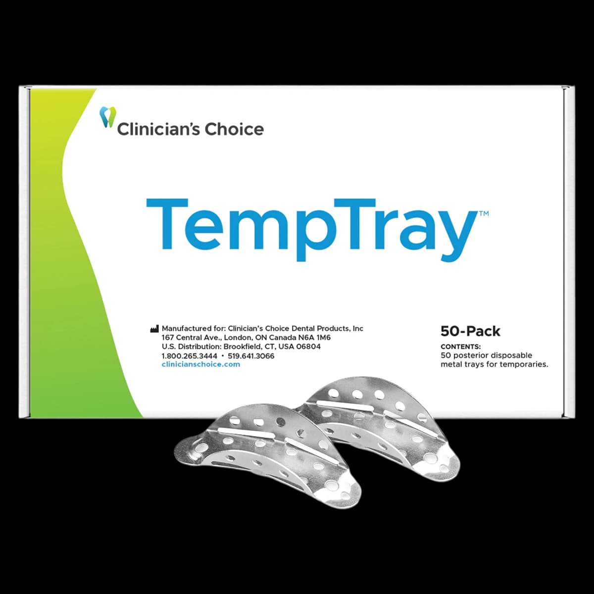 TempTray Disposable Metal Impression Tray, Posterior, 50/Pk, 046050 - TempTray Posterior Impression Tray, 50/Pk, 046050 - Image 1