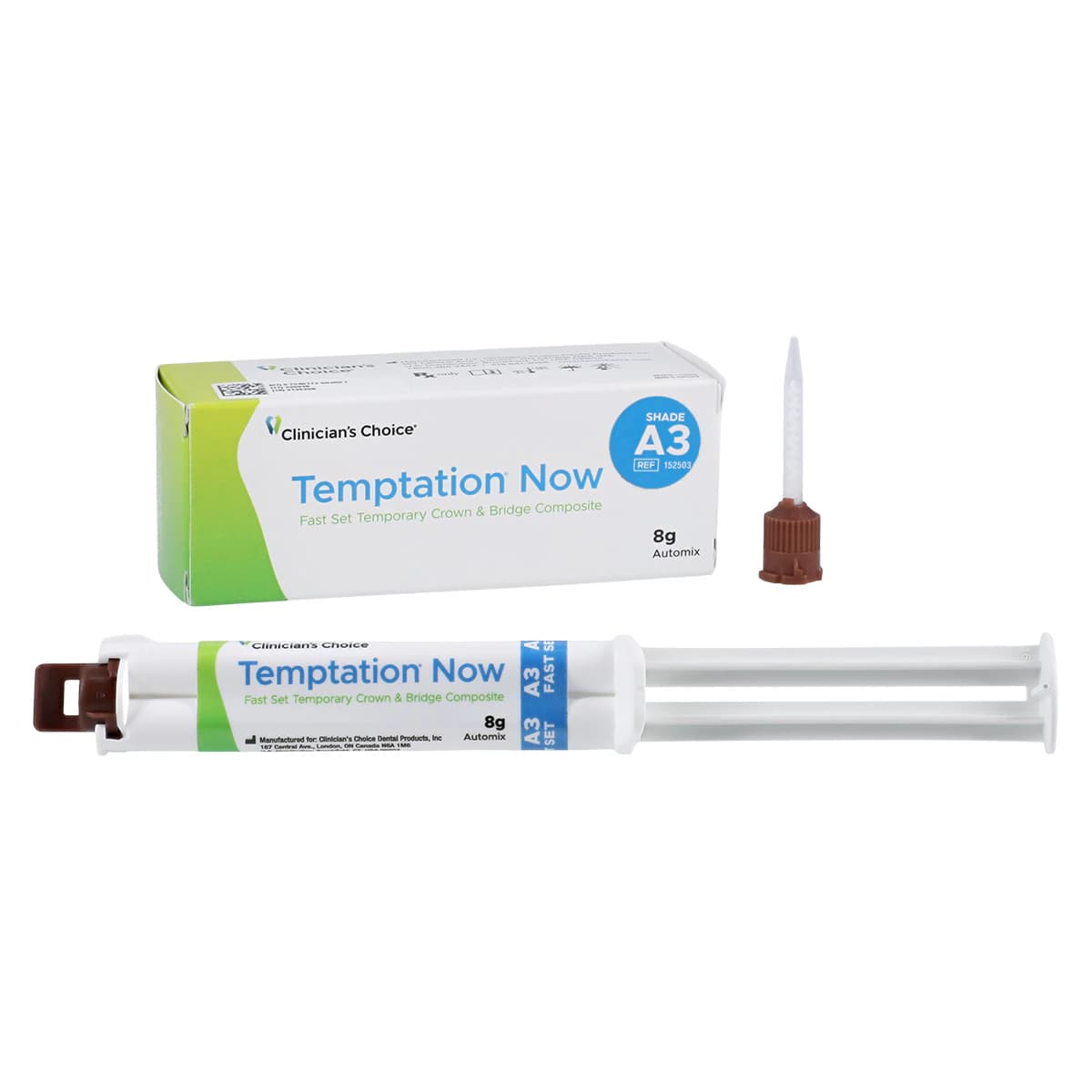 Clinician's Choice Temptation Now Fast Set Temporary C&B Material, A3 Shade, 8g Syringe - Temptation Now Temp C&B Syr - Image 1