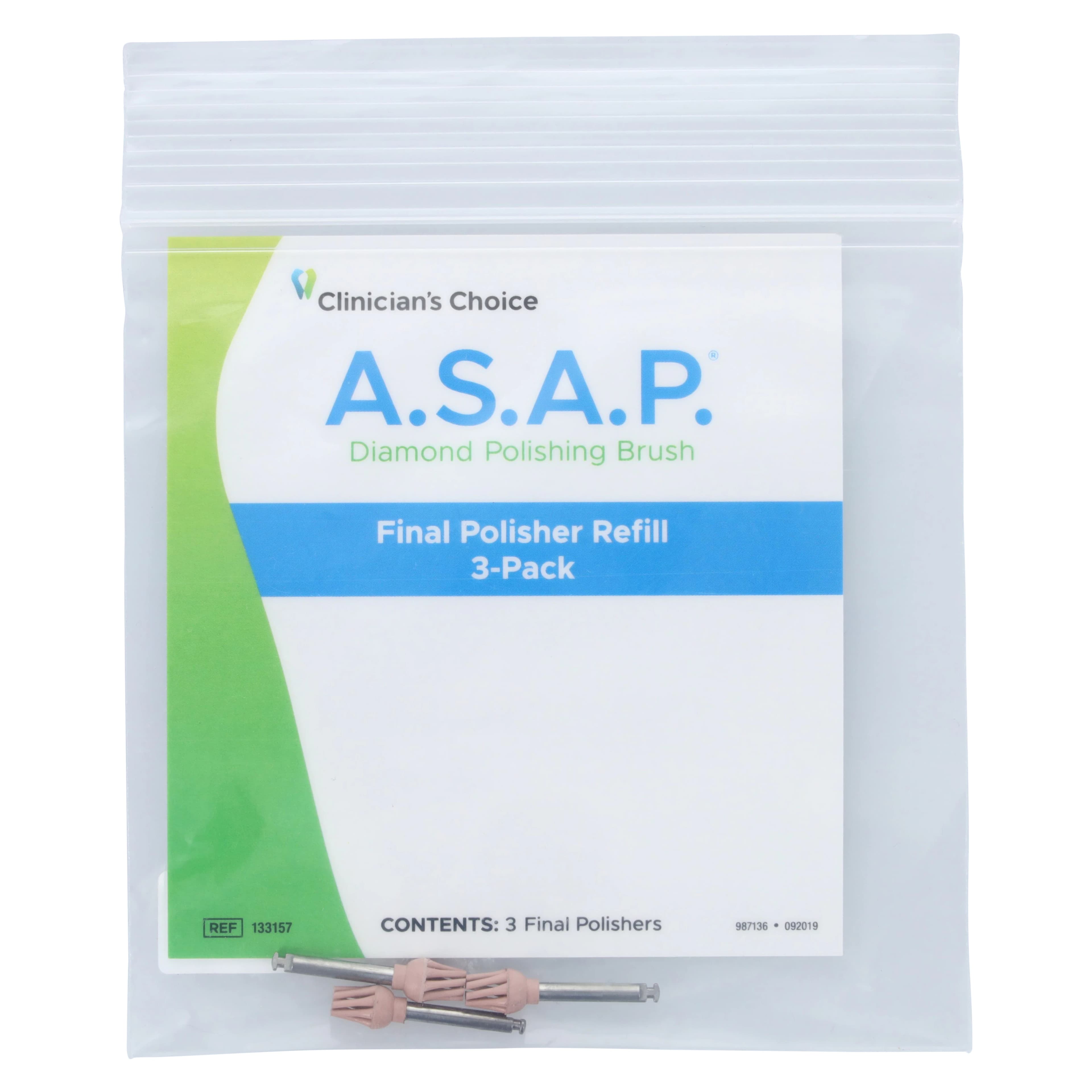 A.S.A.P. Diamond Polishing Brush Refills, Final Polisher, Light Pink, 3/Pack, 133157 thumbnail 3