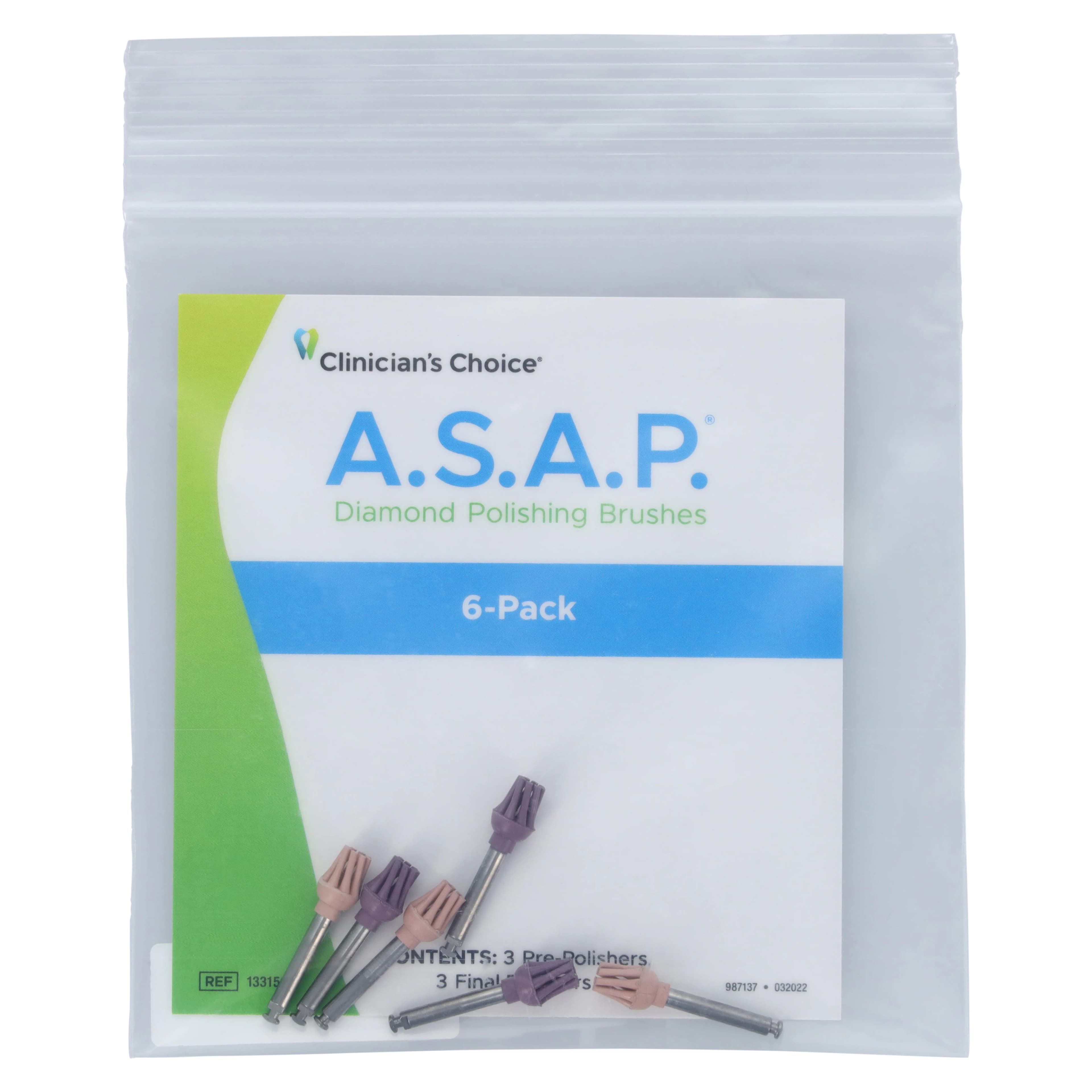 A.S.A.P. Diamond Polishing Brushes, Assorted Purple & Light Pink, 6/Pack (3 Pre-Polisher & 3 Final Polisher), 133158 thumbnail 3
