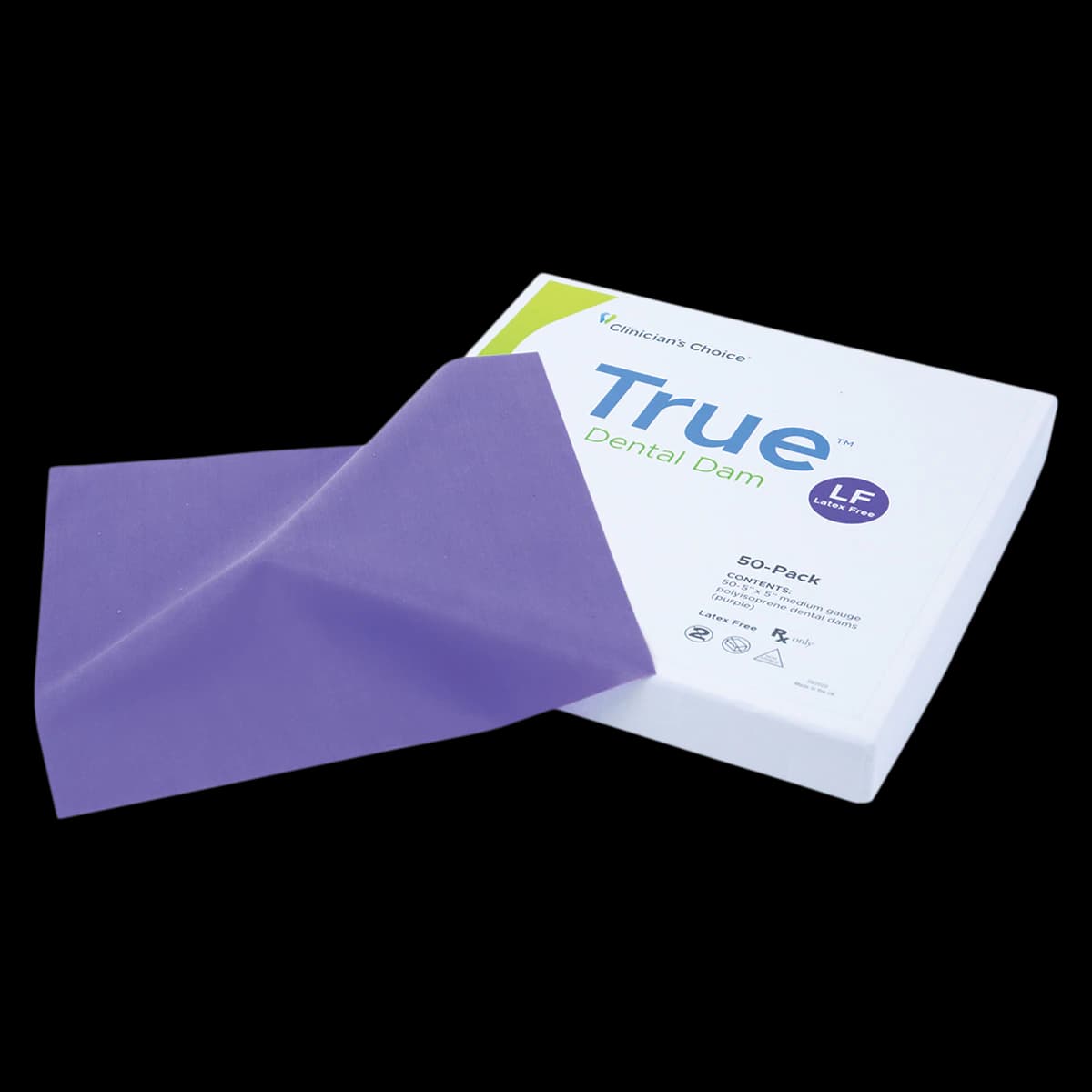 True Dental Dam Latex-Free Rubber Dam, 5 x 5 in, Medium Gauge, Purple, Unflavored, 50/Box - True Dental Dam Latex-Free Rubber Dam - Image 1