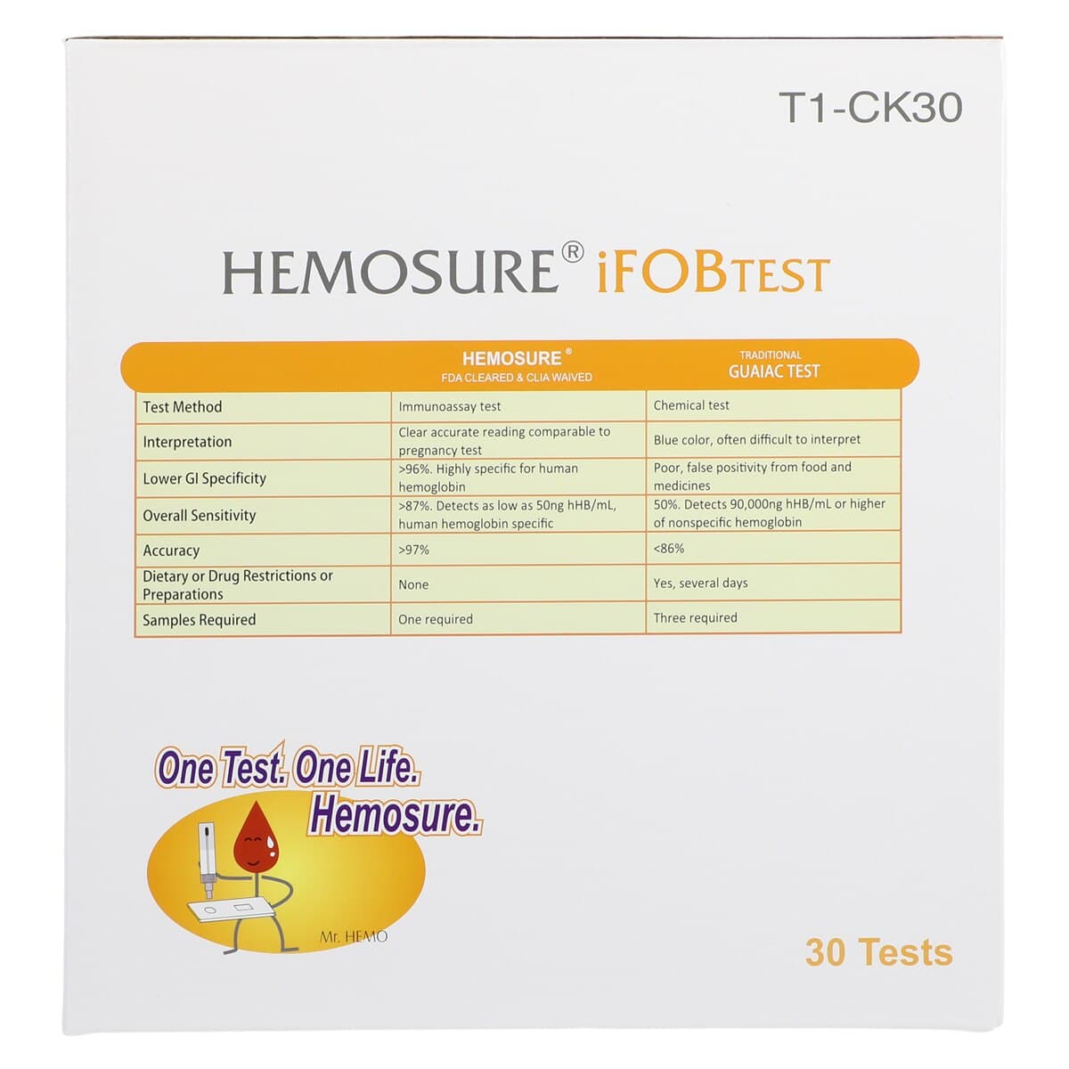 Hemosure iFOB Immunological Fecal Occult Blood Test Kit, CLIA Waived, 30 Tests/Box with 50 Collection Tubes and 50 Home Mailers thumbnail 4