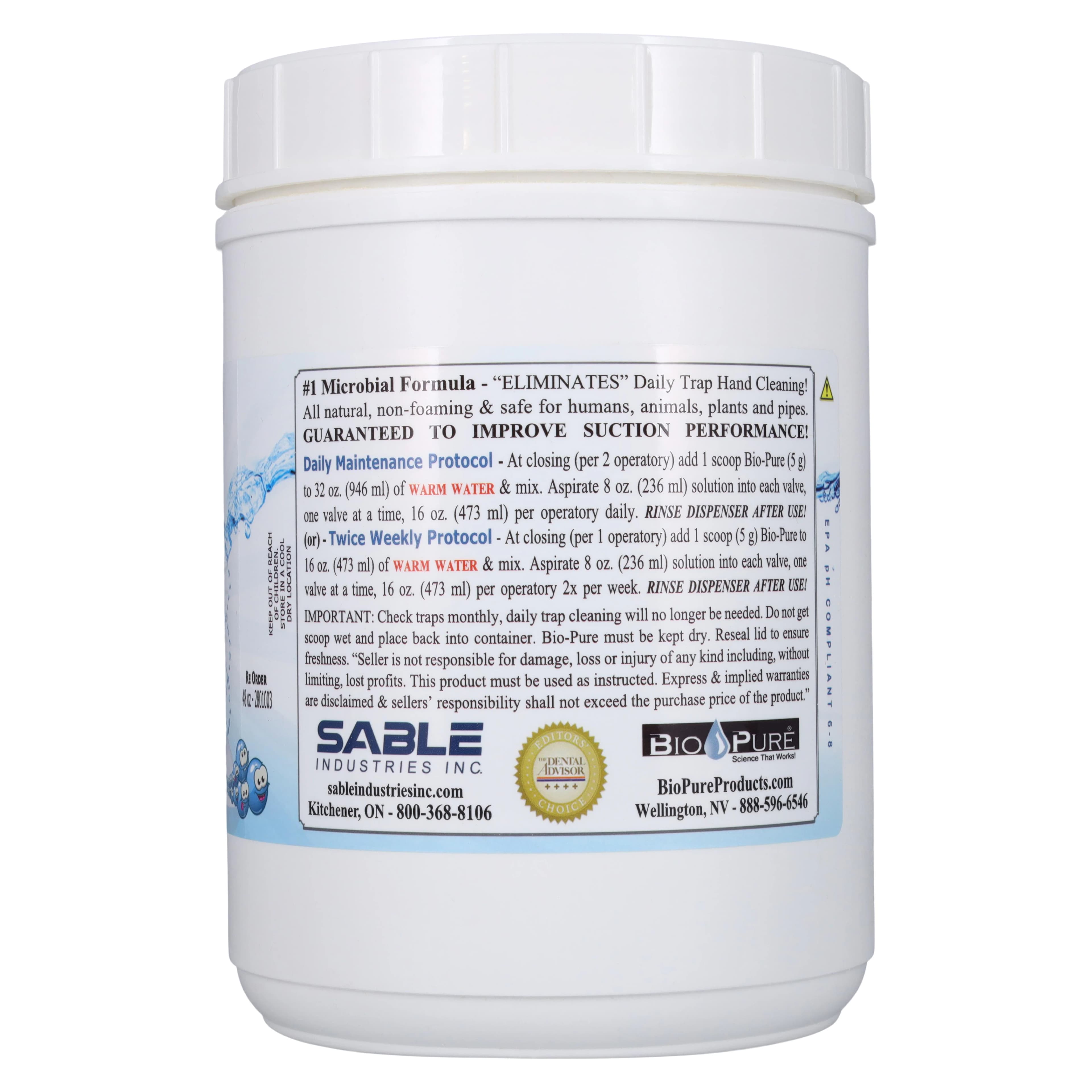 Bio-Pure eVac System Maintenance Cleaner, Powder, 48 oz Jar, 1/Pk, 2801003 thumbnail 2
