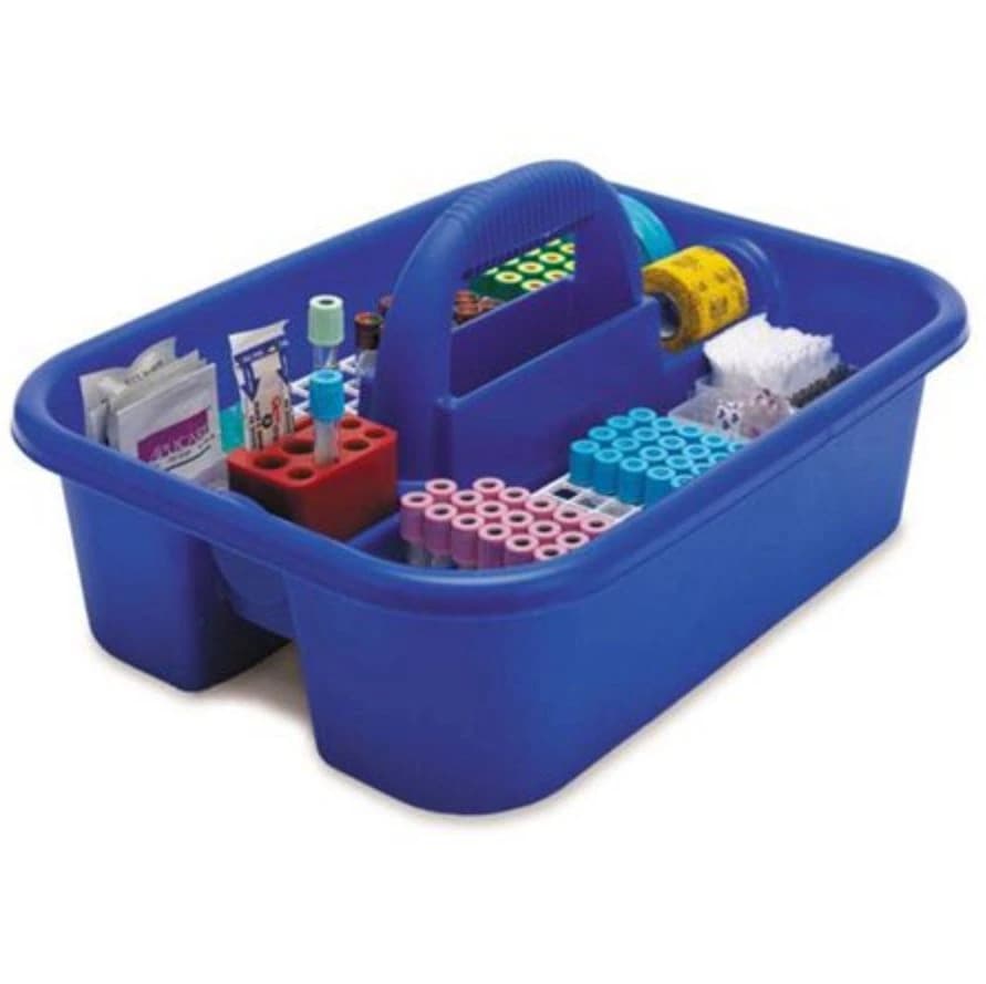 Marketlab Phlebotomy Tray Tote with Tube Rack, Blue, Each - Tray Tote Phlebotomy w/TbeHdr - Image 1