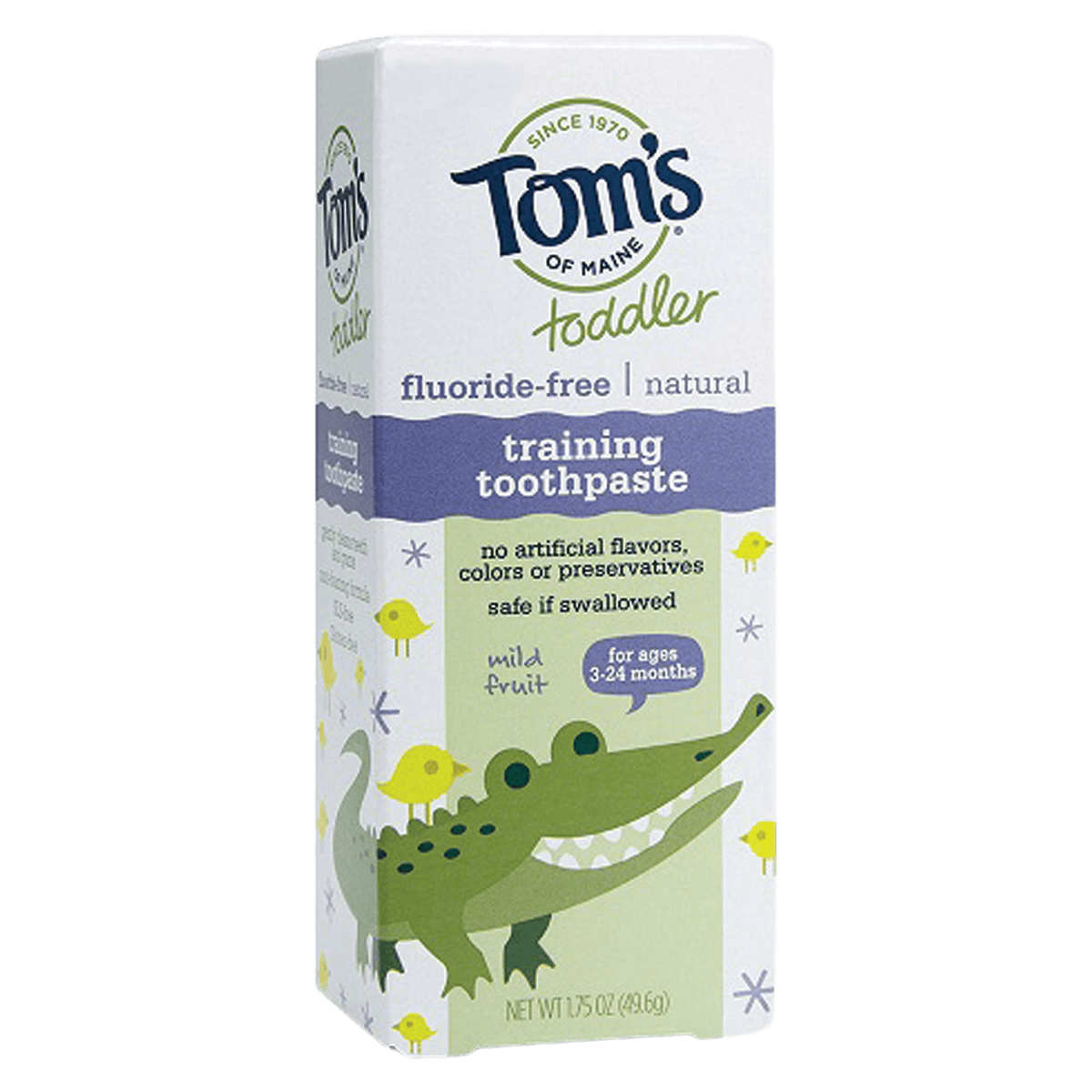 Tom's of Maine Training Toothpaste, Toddler, Mild Fruit, Fluoride-Free, 1.75 oz, 24/Case thumbnail 2