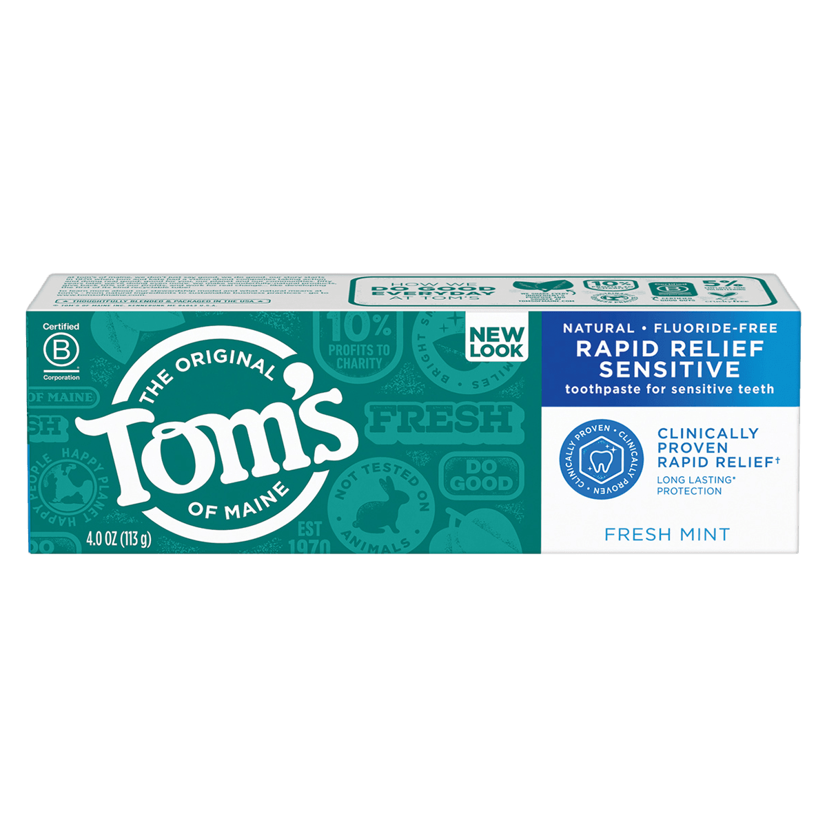 Tom's of Maine Rapid Relief Toothpaste, Child, Fresh Mint, Fluoride-Free, 4 oz/Tube - Tom's Rapid Relief Toothpaste - Image 1