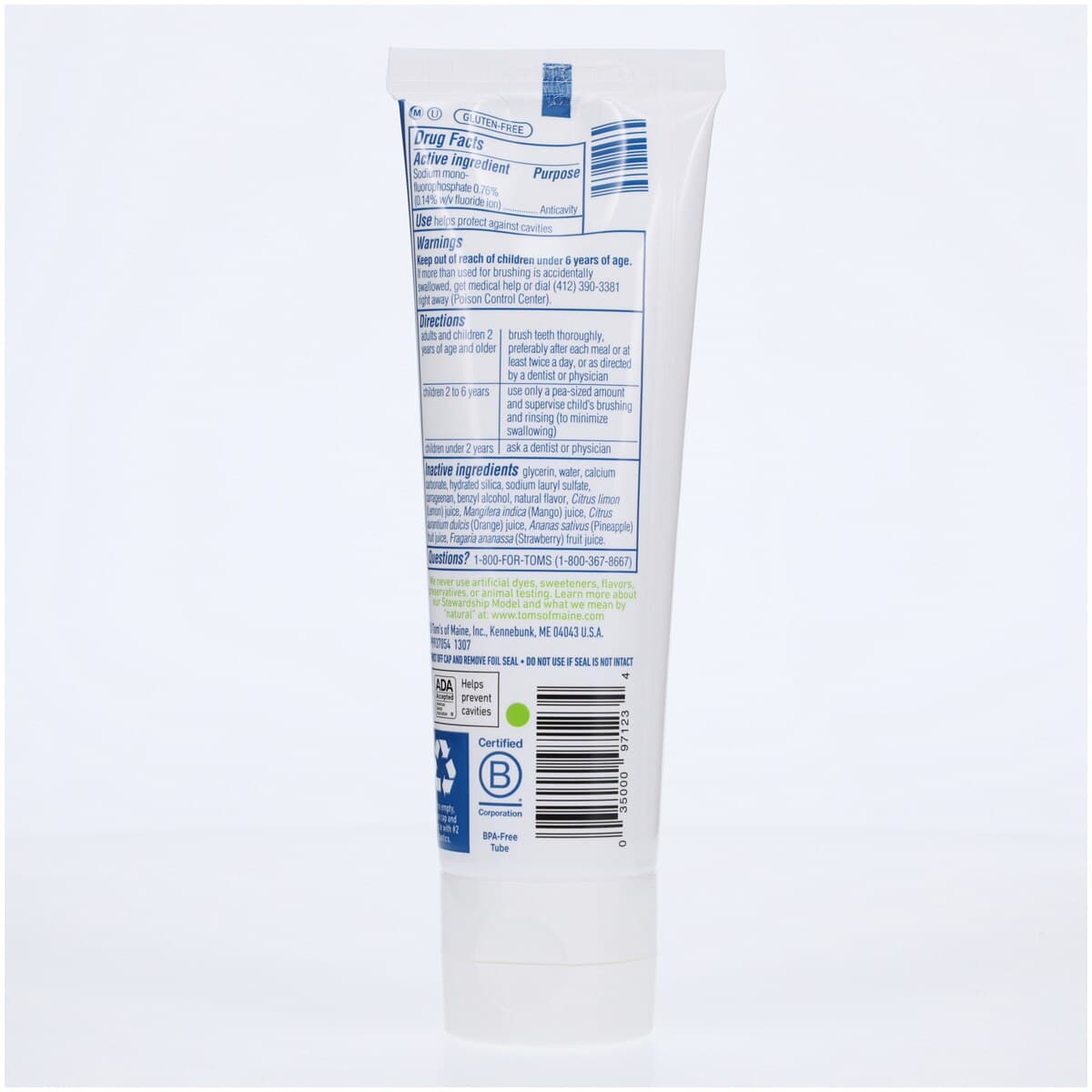 Tom's of Maine Anticavity Fluoride Toothpaste, Child, Strawberry, 5.1 oz Tube thumbnail 2