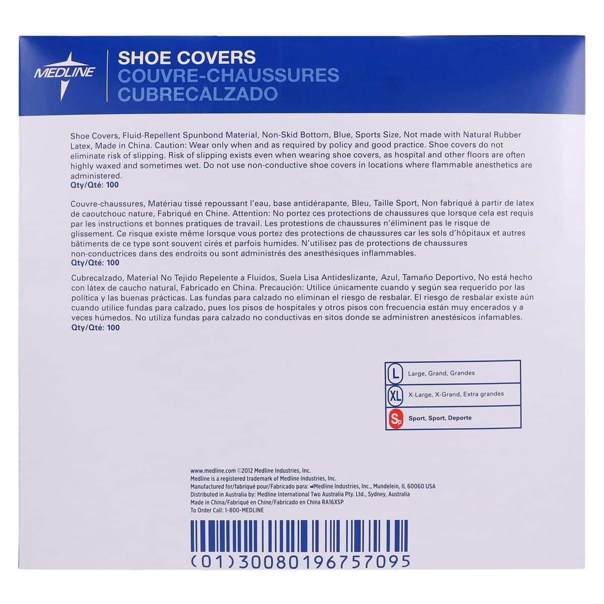 Medline Shoe Cover Non-Skid, Blue, 2X Large, Disposable, 200/Case thumbnail 6