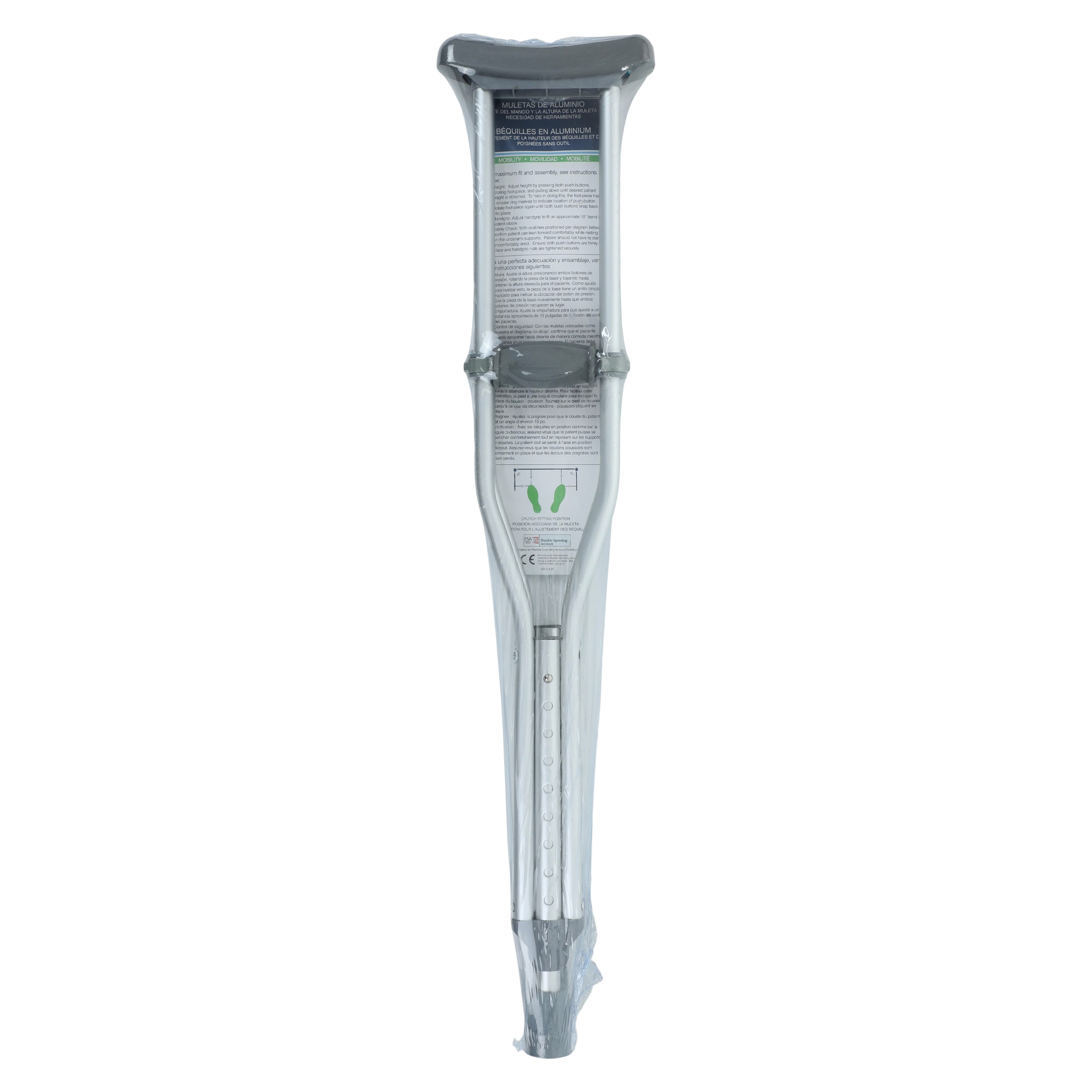 Drive Medical Designs EZ Adjust Crutches, Youth, Aluminum, 4'6"-5'2" (54-62"), 300 lb Capacity thumbnail 3