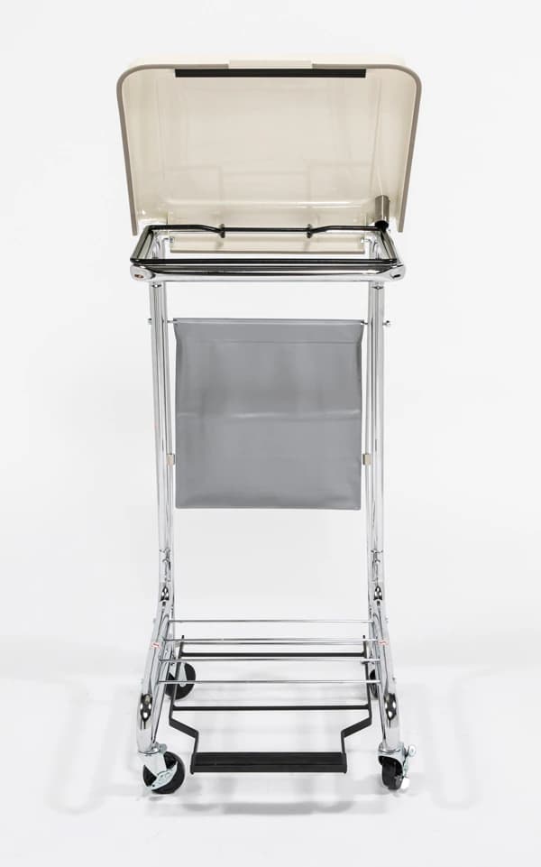 Secure Care Hands-Free Lid Square Steel/Poly-Coated Steel Hamper Stand, 18-5/8 x 37-3/4 x 19-1/2 in - Hamper Secure Chrome - Image 1