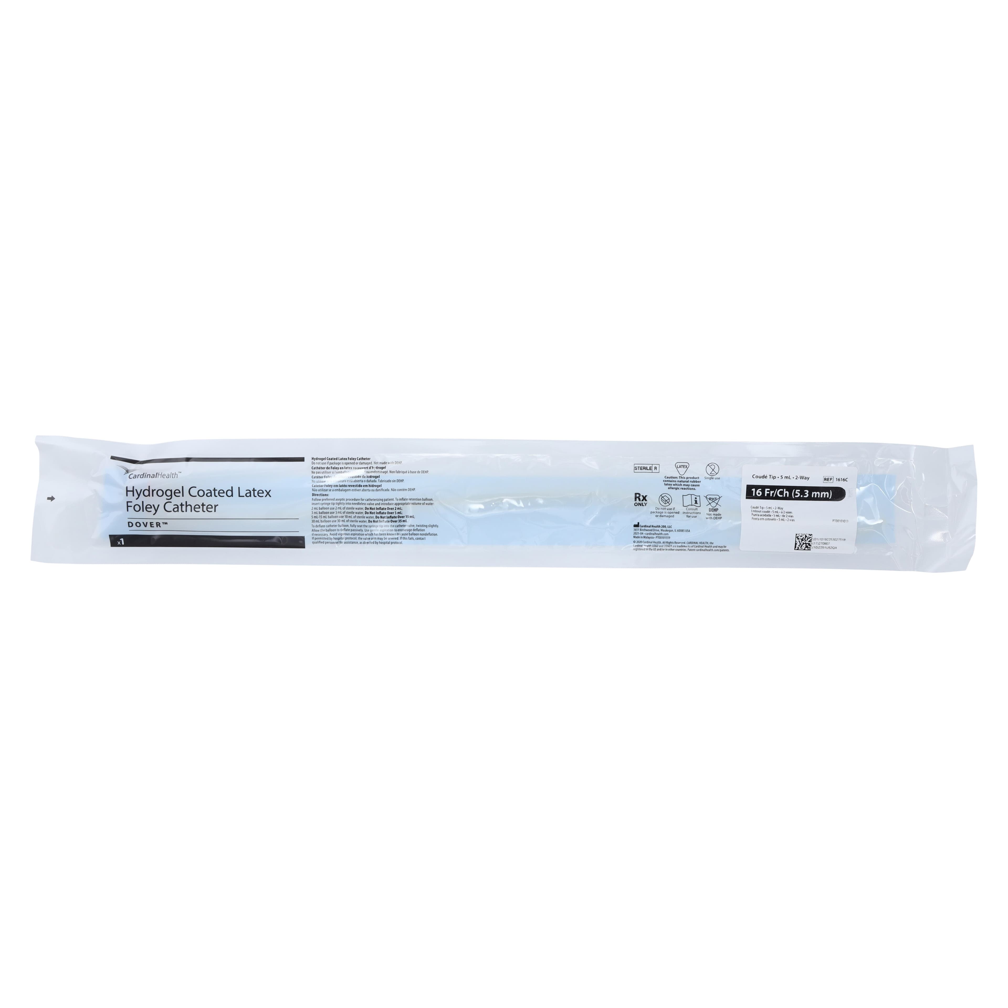 Dover Ultramer 2-Way Foley Catheter, Coude Tip, Silicone, 16 Fr, 5 cc, 16FR thumbnail 2