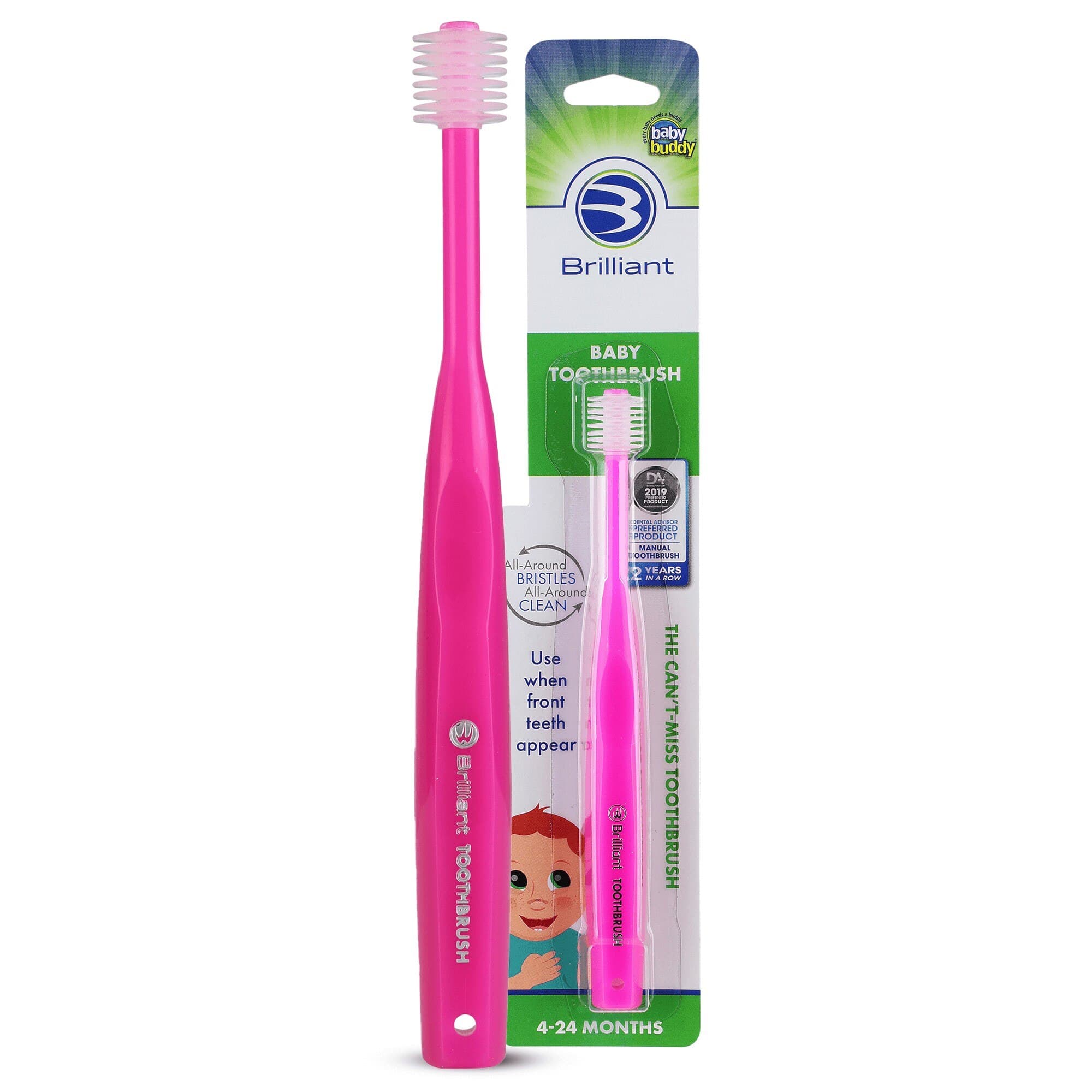 Brilliant Baby TB 4-24m Baby Buddy Toothbrush, Ultra Soft, Pink, Manual thumbnail 3