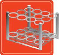 Mada Medical Products 'C'/'D'/'E' Small Cylinder Stand, Chrome, Holds 12 Cylinders, 1/Each - 'C'/'D'/'E' Small Cylinder Stand Chrome - Image 1