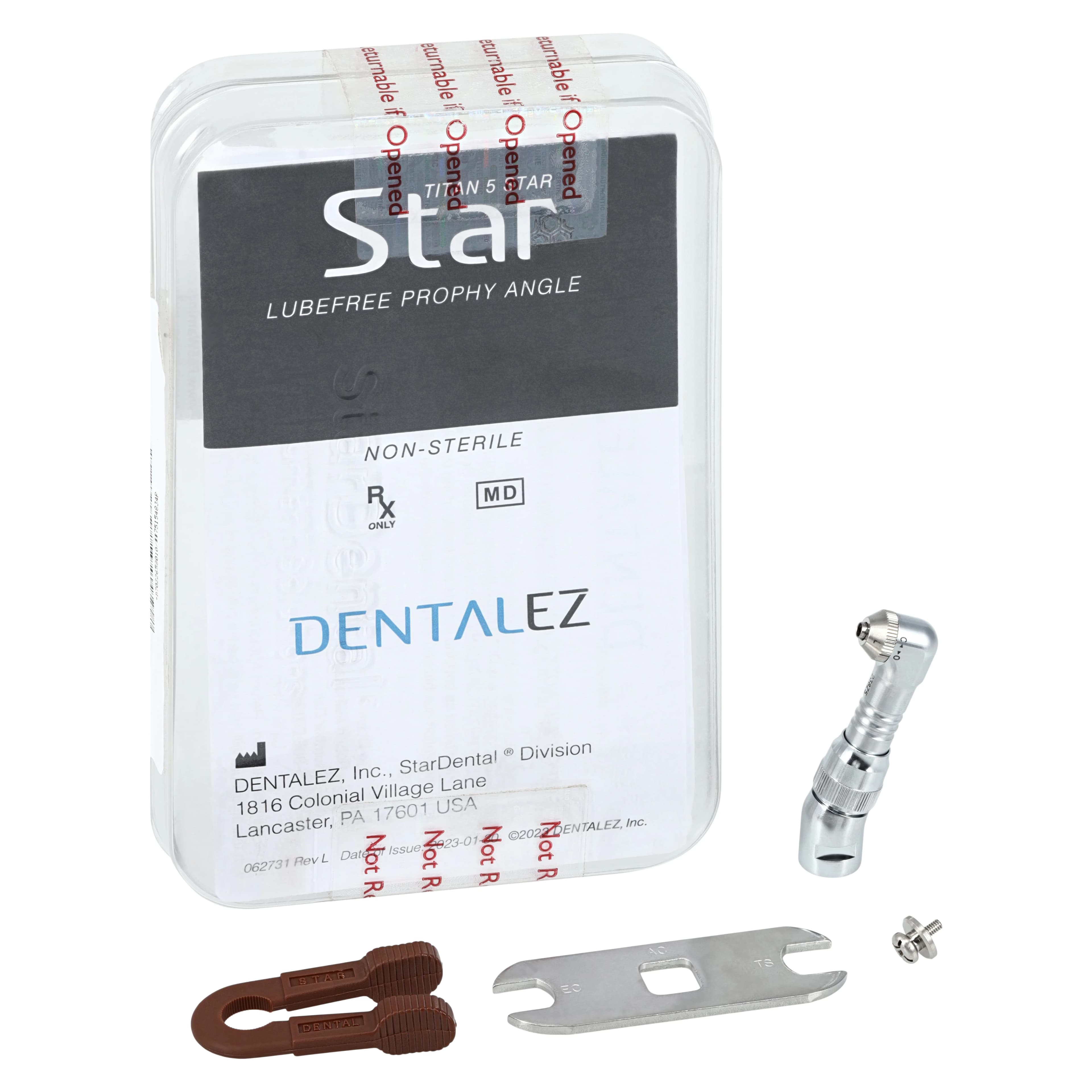 StarDental Titan 3 Five Star LubeFree Prophy Angle, Stainless Steel, Contra Angle, 265801 - Titan® 3 Head Handpiece Attachments - Five Star Prophy Angle – LubeFree - Image 1