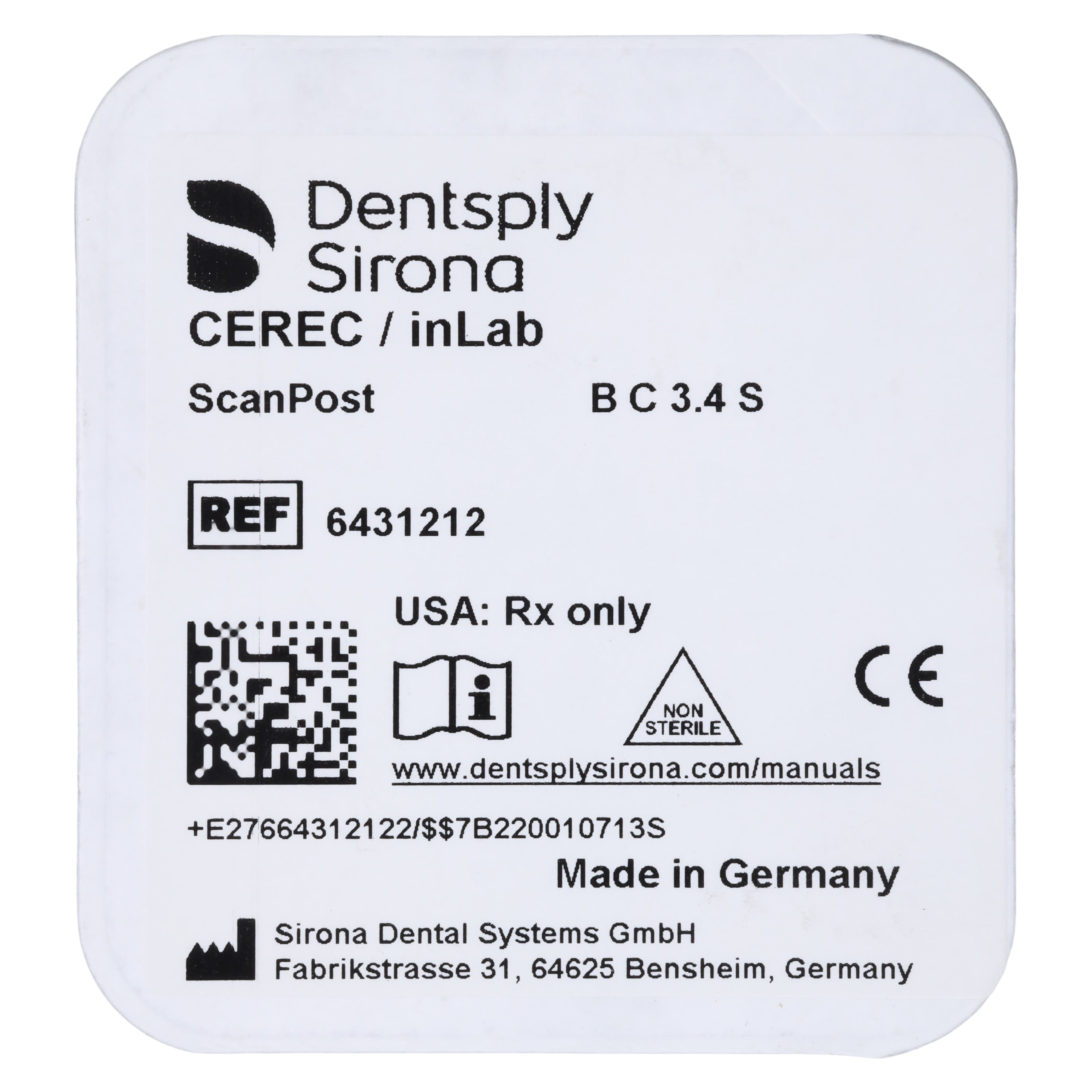 Sirona ScanPost B C 3.4 S, Biomet 3i Certain, Titanium, 1/Pkg thumbnail 3