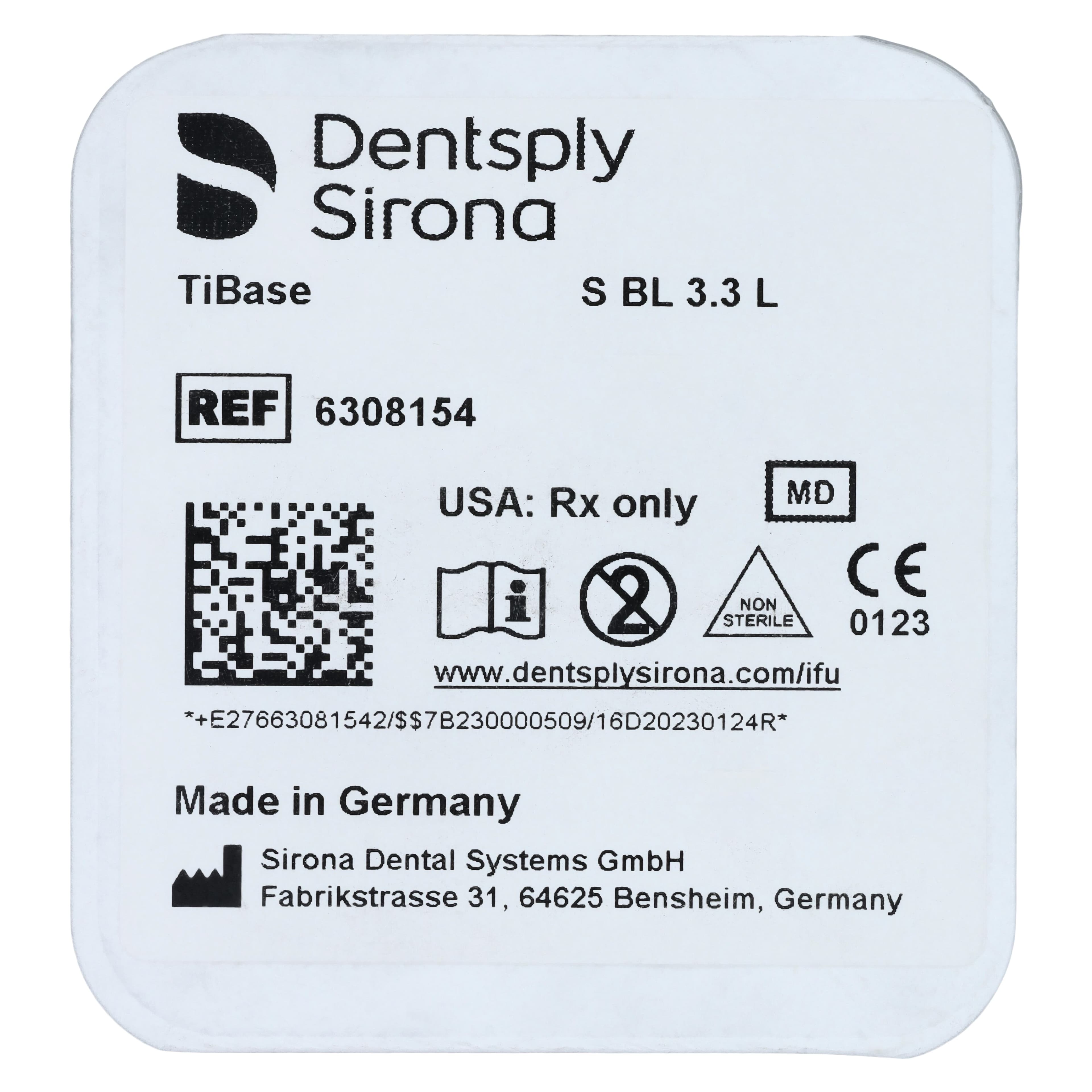 TiBase Abutment S BL 3.3 L, Straumann Bone Level®, Titanium, M1.6 Screw, 1/Pkg thumbnail 3