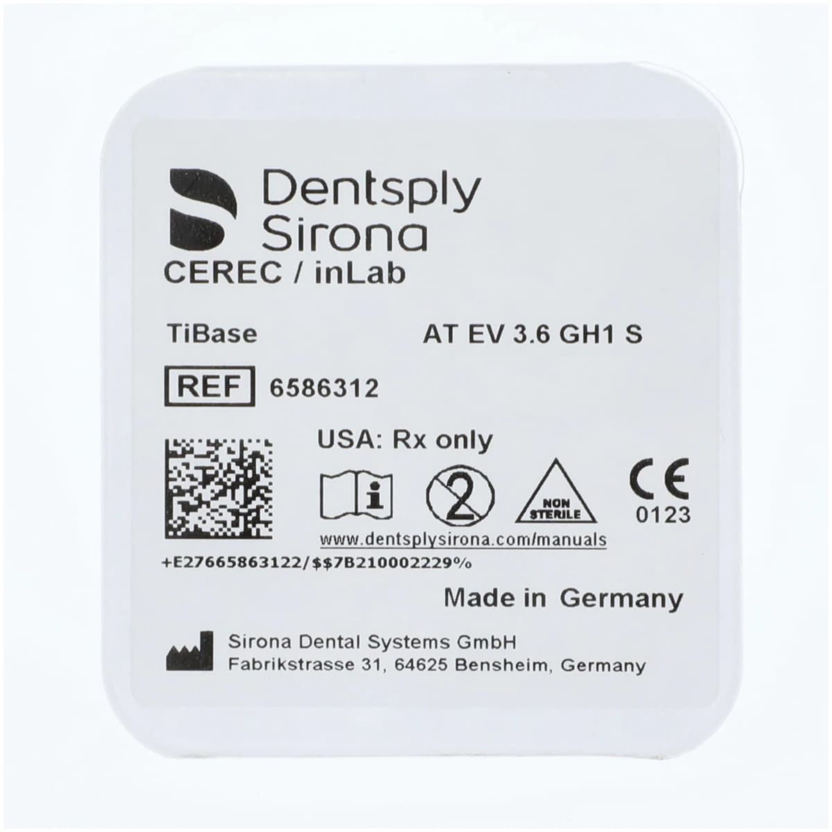 Sirona TiBase AT EV 3.6 GH1 S Titanium Abutment Base with Screw, AstraTech Compatible, 1/Kit thumbnail 2