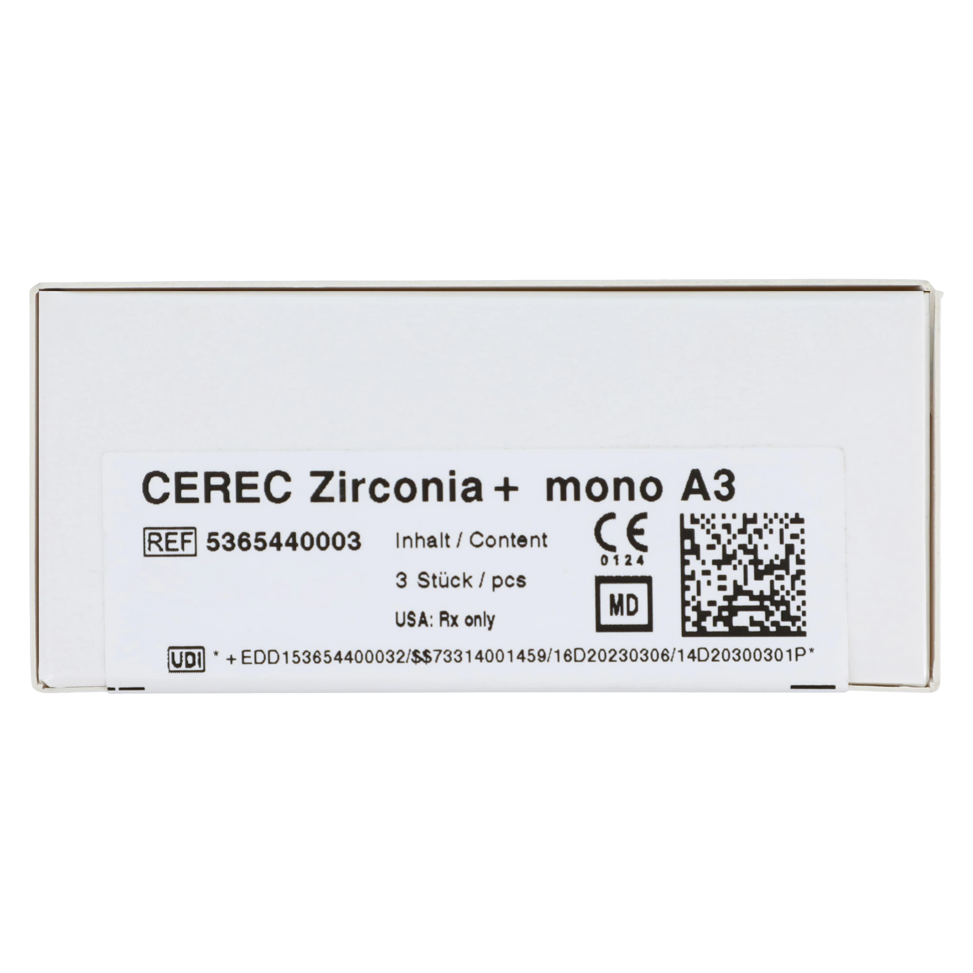 CEREC Zirconia+ CAD/CAM Milling Block, Mono, Shade A3, 3/Pkg thumbnail 7