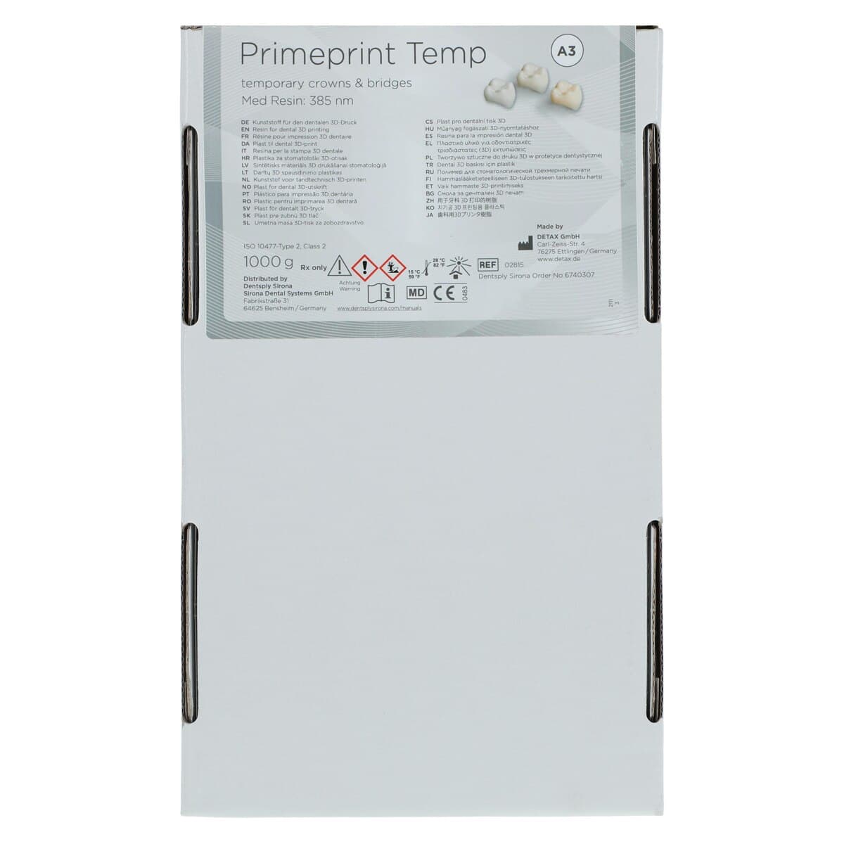 Sirona Primeprint Temp A3 Resin Cartridge, Light-Curing, Biocompatible, 1 Kg thumbnail 3