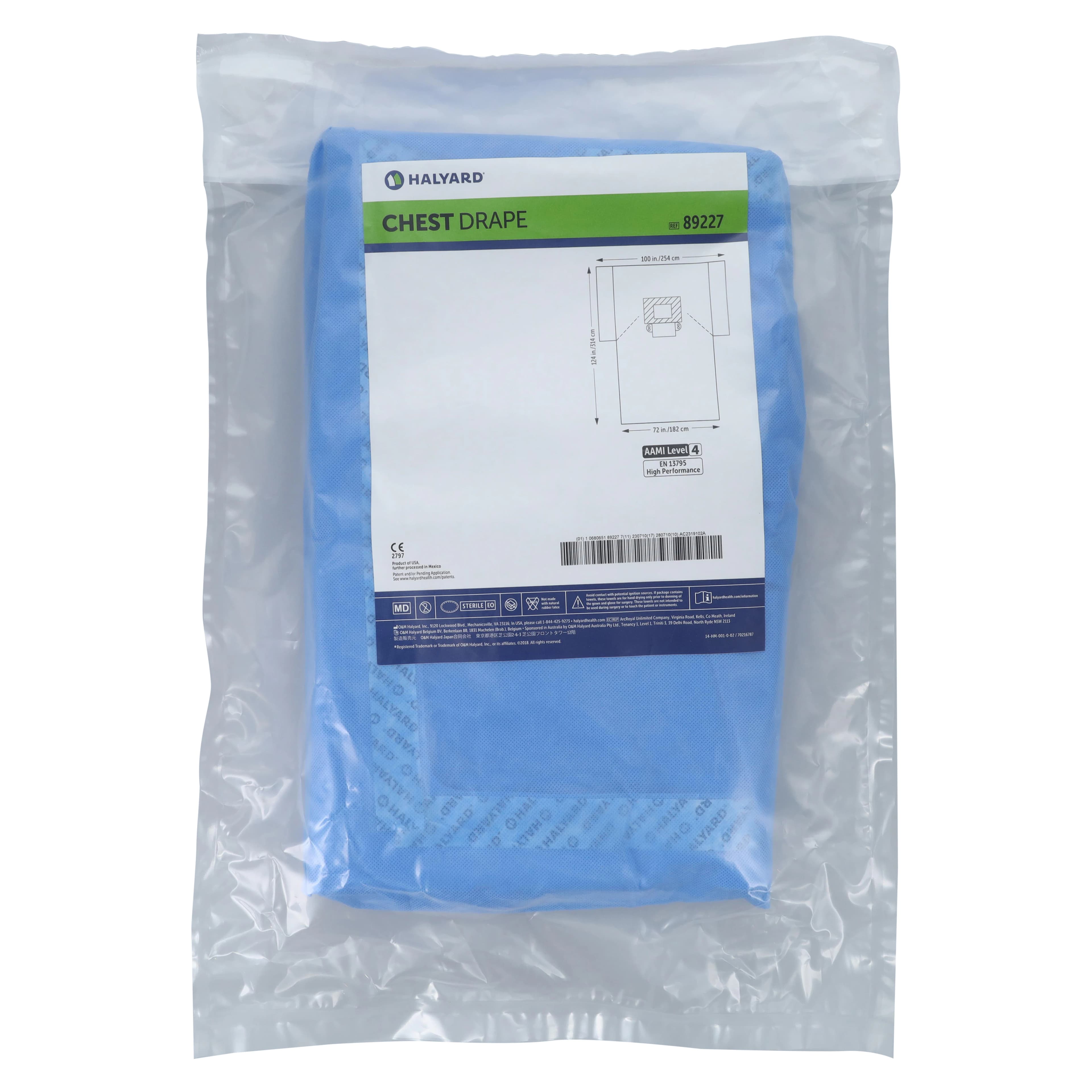 Halyard Sterile Fenestrated Chest Surgical Drape, 13" x 14" Fenestration, 100" x 72" x 124" - Drape Chest Fenest 13x14" - Image 1