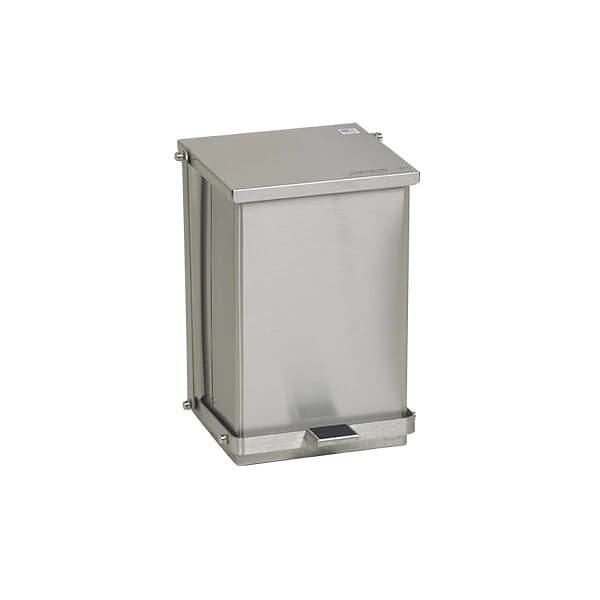 Detecto Step-On Waste Receptacle, Stainless Steel, Small, Self-Closing Full-Width Hinge Lid with Biohazard/Infectious Waste Adhesive Labels, 1/Each thumbnail 2