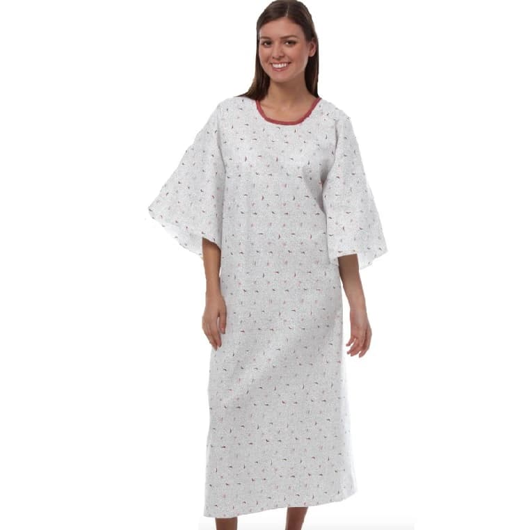 Fashion Seal Patient Gown, Adult Unisex, Large, Garnet Fossil, Polyester/Cotton Sheeting, 51 in, Each - Gown Pt Unsx Garnet Fossil - Image 1
