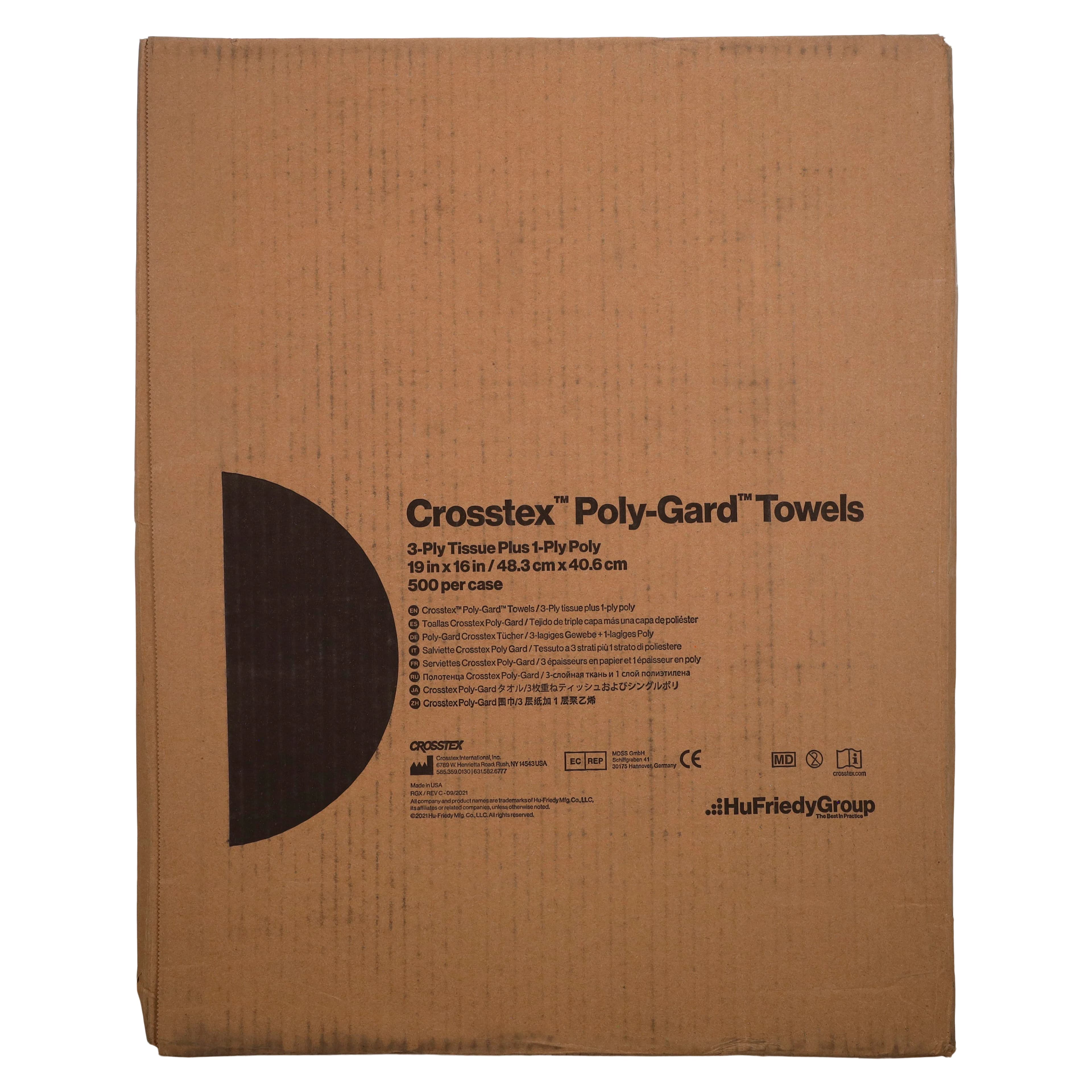 Crosstex Poly-Gard Patient Towels, 3-Ply Tissue/1-Ply Poly, Blue, 19" x 16", Horizontal Embossed, 500/Case thumbnail 4