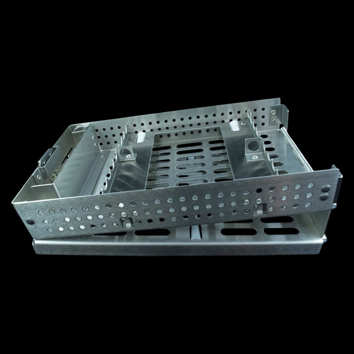 FlipTop Cassette C-Series LiftOut Rack 9, Double Hinge, 19 Instruments, Stainless Steel, T009C-L - Fliptop Cassettes, C-Style Double Rack, T009C-L - Image 1