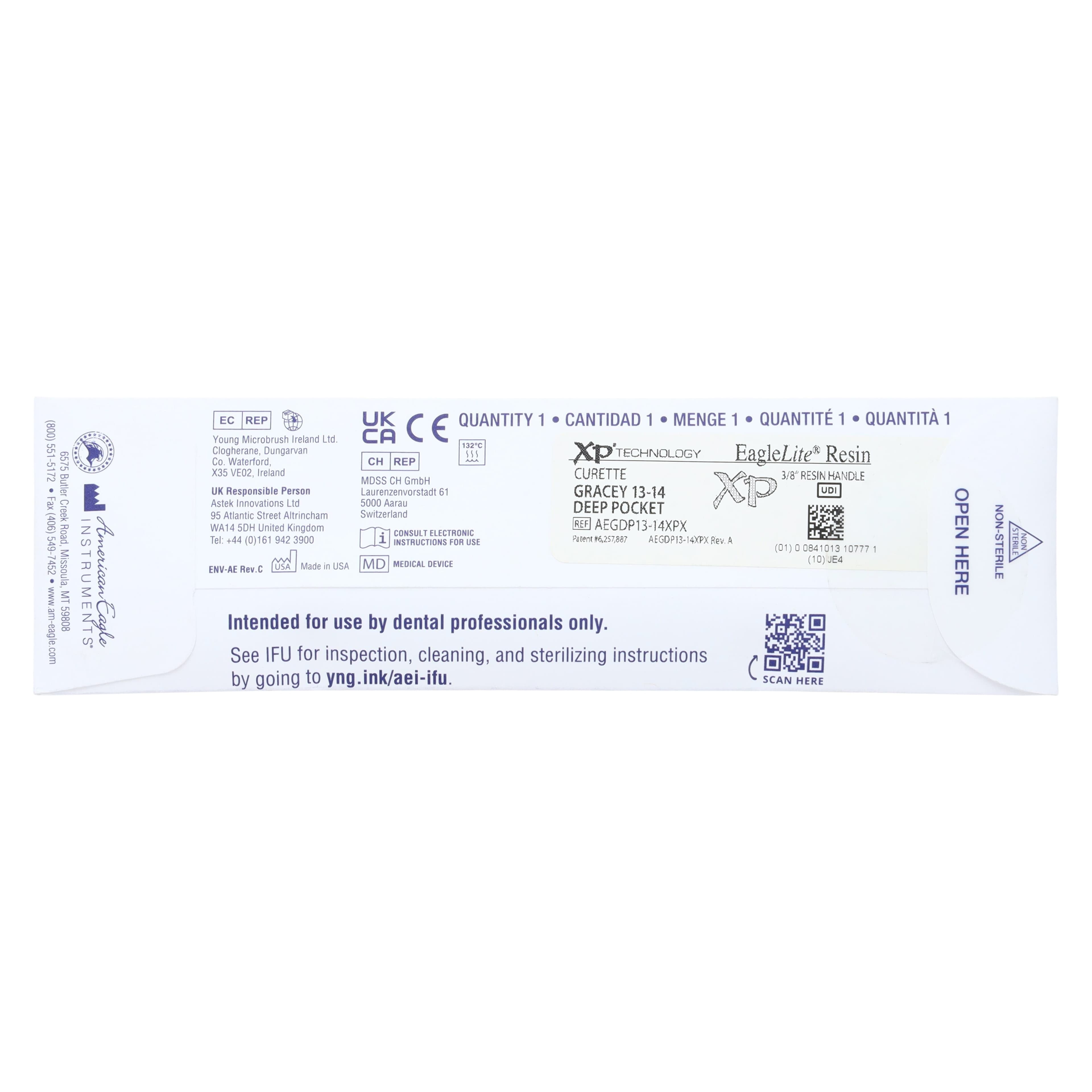 American Eagle Instruments XP Gracey +3 Deep Pocket Curette, #13-14, Double-Ended, EagleLite Resin Handle, Blue, 1/Pk, AEGDP13-14XPX thumbnail 7