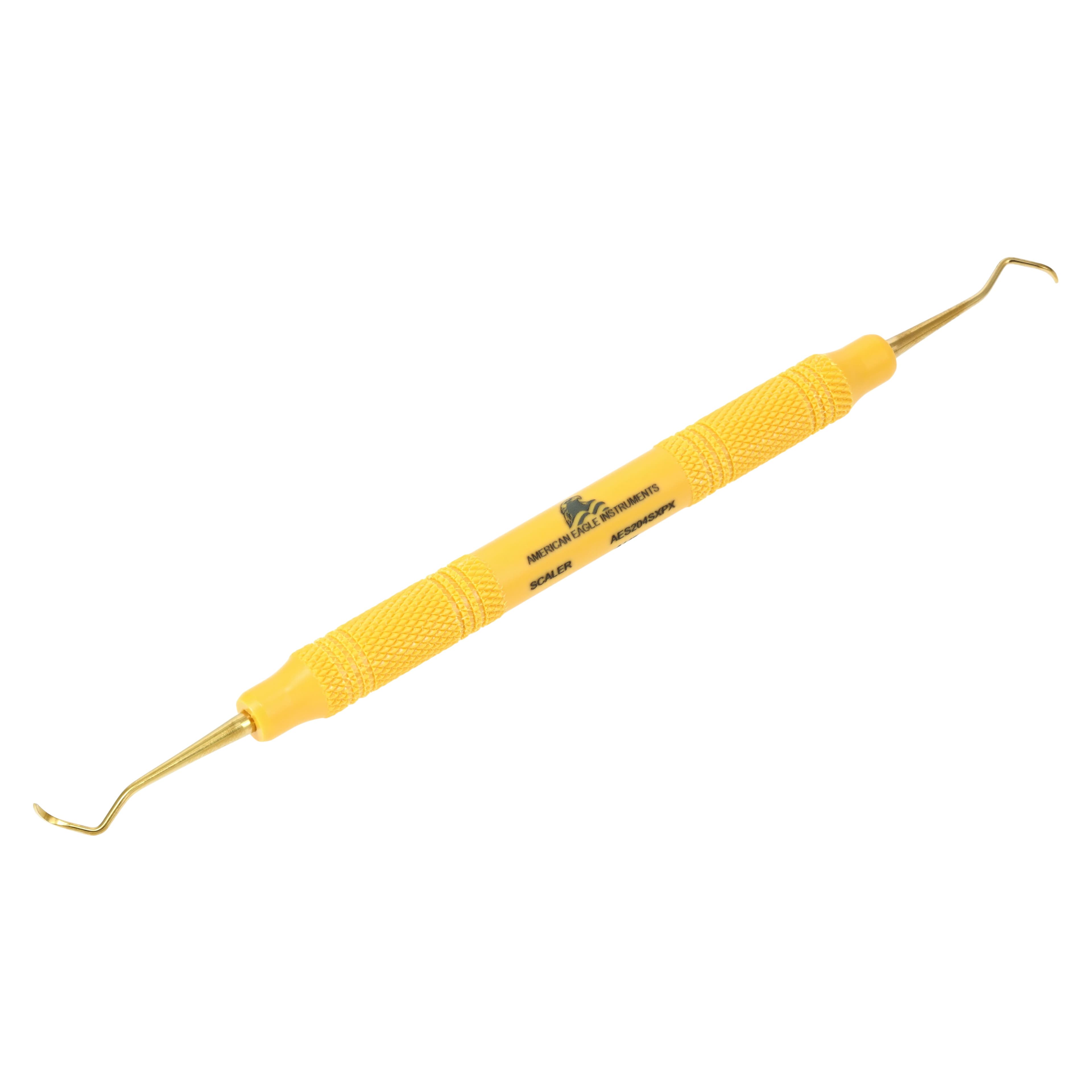 American Eagle XP Sickle Scaler, Double-Ended, #204S, Posterior, EagleLite Resin Handle, 3/8", Yellow, 1/Pk, AES204SXPX thumbnail 2