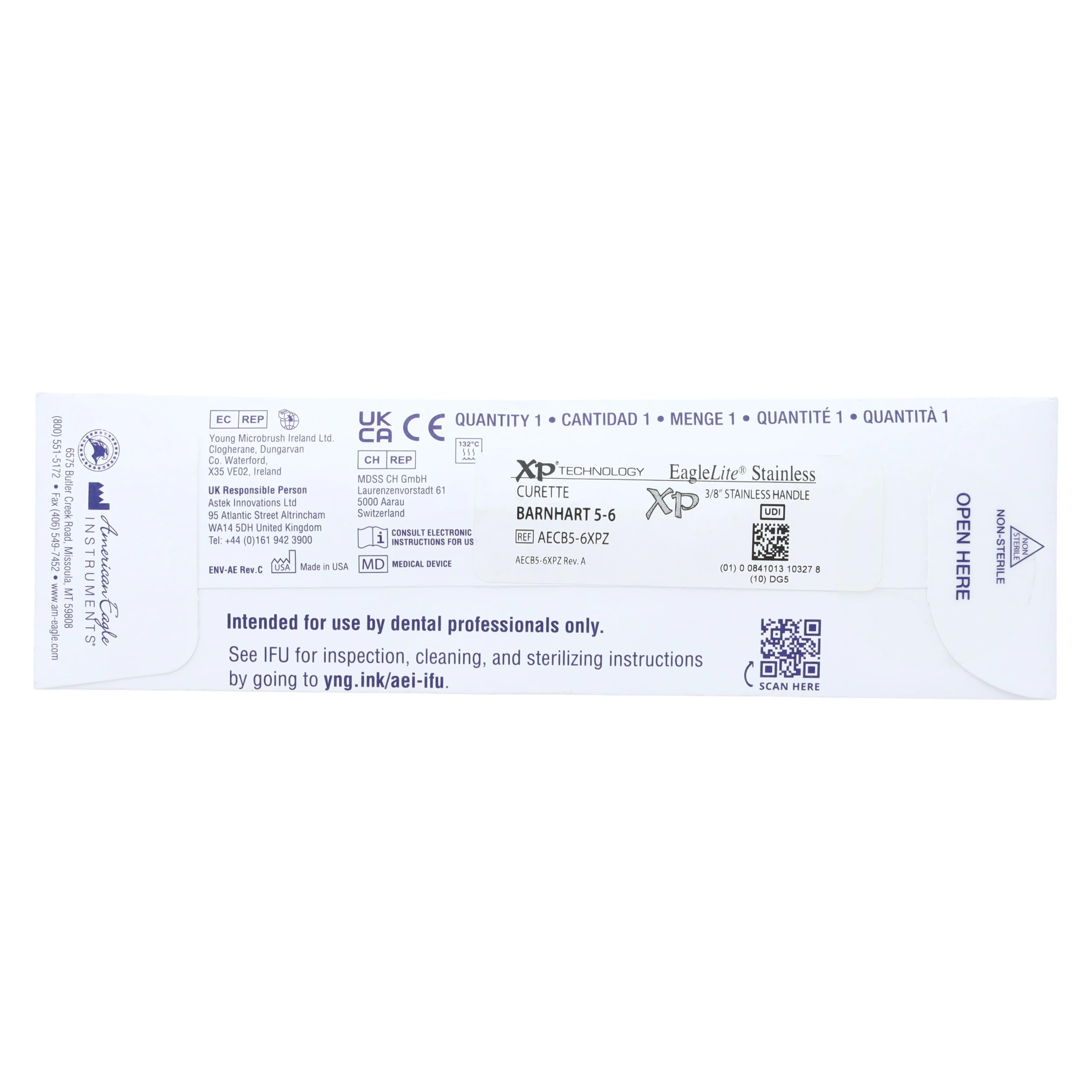 American Eagle Barnhart 5-6 XP Sharpen-Free Universal Curette, Double End, EagleLite Stainless Steel, AECB5-6XPZ thumbnail 7