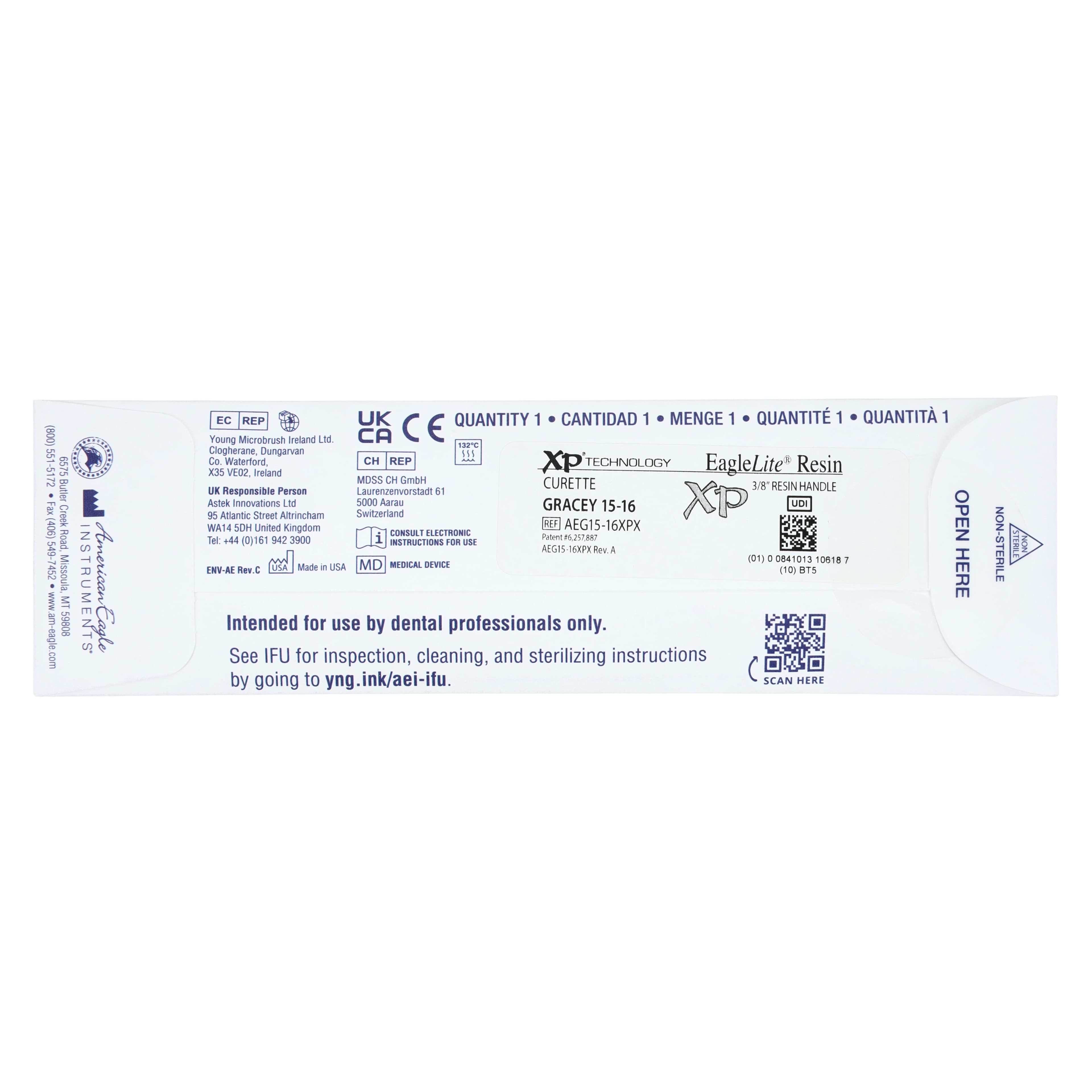American Eagle Instruments Standard Gracey Curette, XP, #15-16, Posterior Mesial, Double-Ended, EagleLite Resin Handle, 3/8", Orange, 1/Pk, AEG15-16XPX thumbnail 7