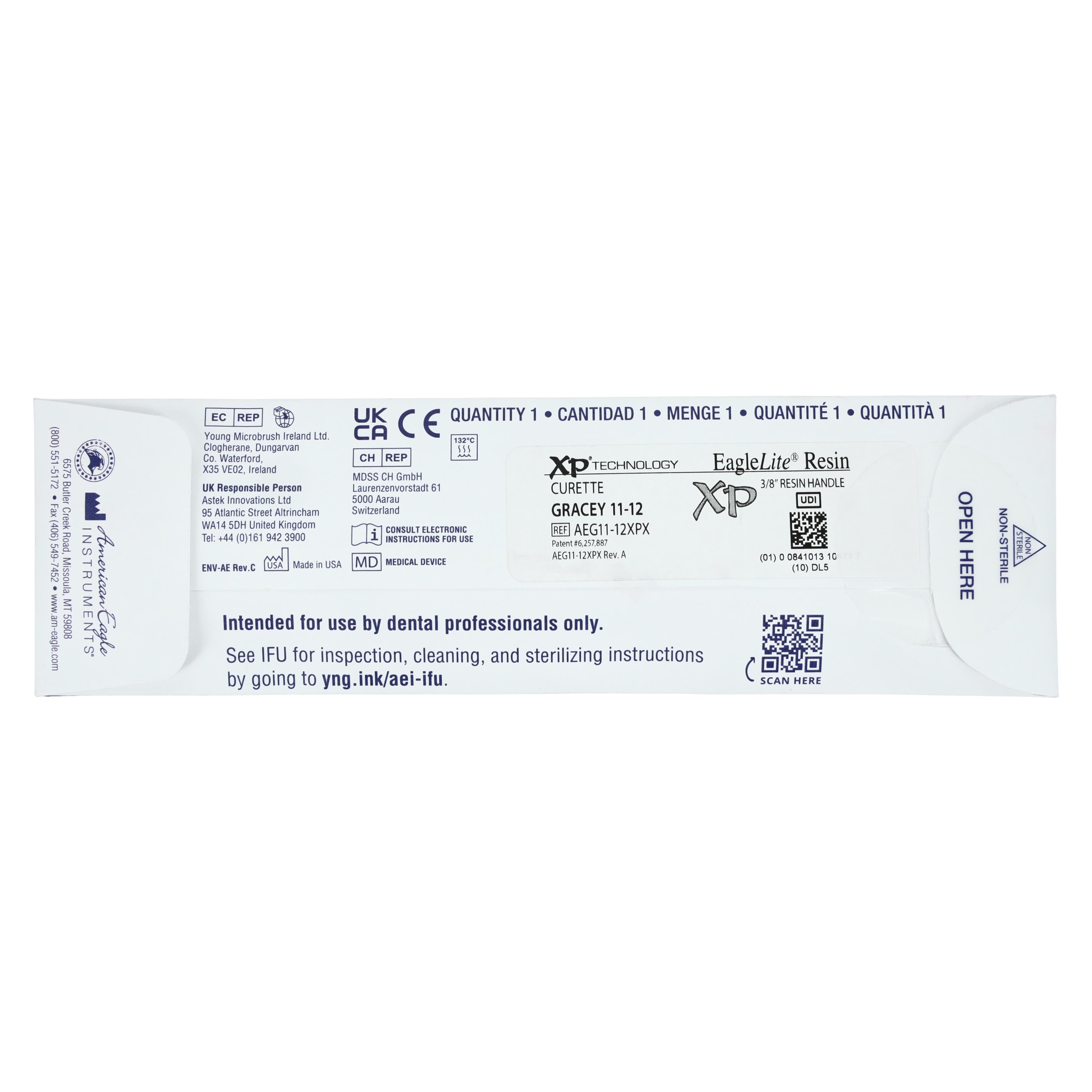 American Eagle Instruments Standard Gracey Curette, XP, #11-12, Posterior Mesial, EagleLite Resin Handle, 3/8", Orange, 1/Pk, AEG11-12XPX thumbnail 7
