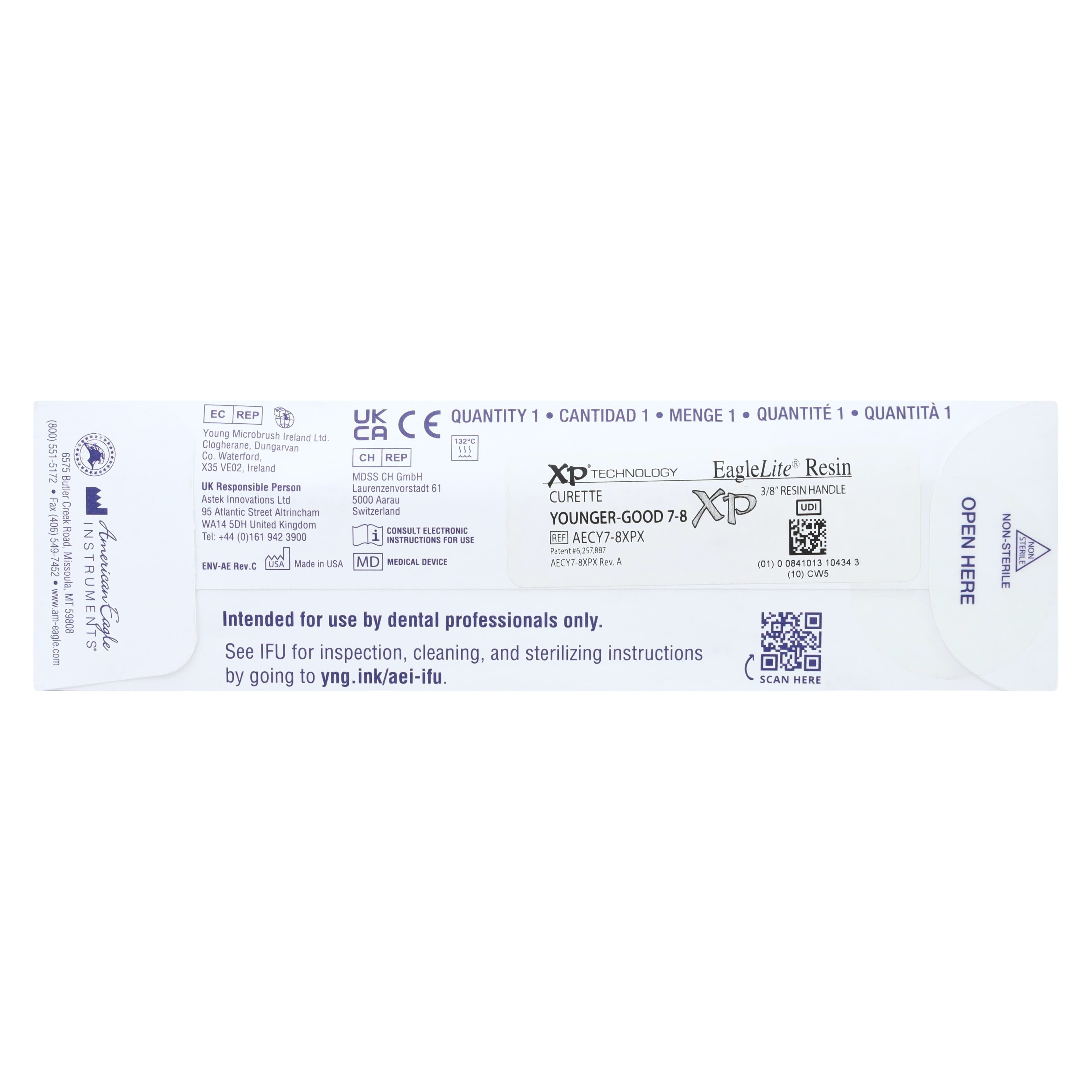 Universal Curette, XP, #7-8 Younger-Good, Small Curved Blade, EagleLite Resin, 3/8", Black, Double-Ended, 1/Pk, AECY7-8XPX thumbnail 7